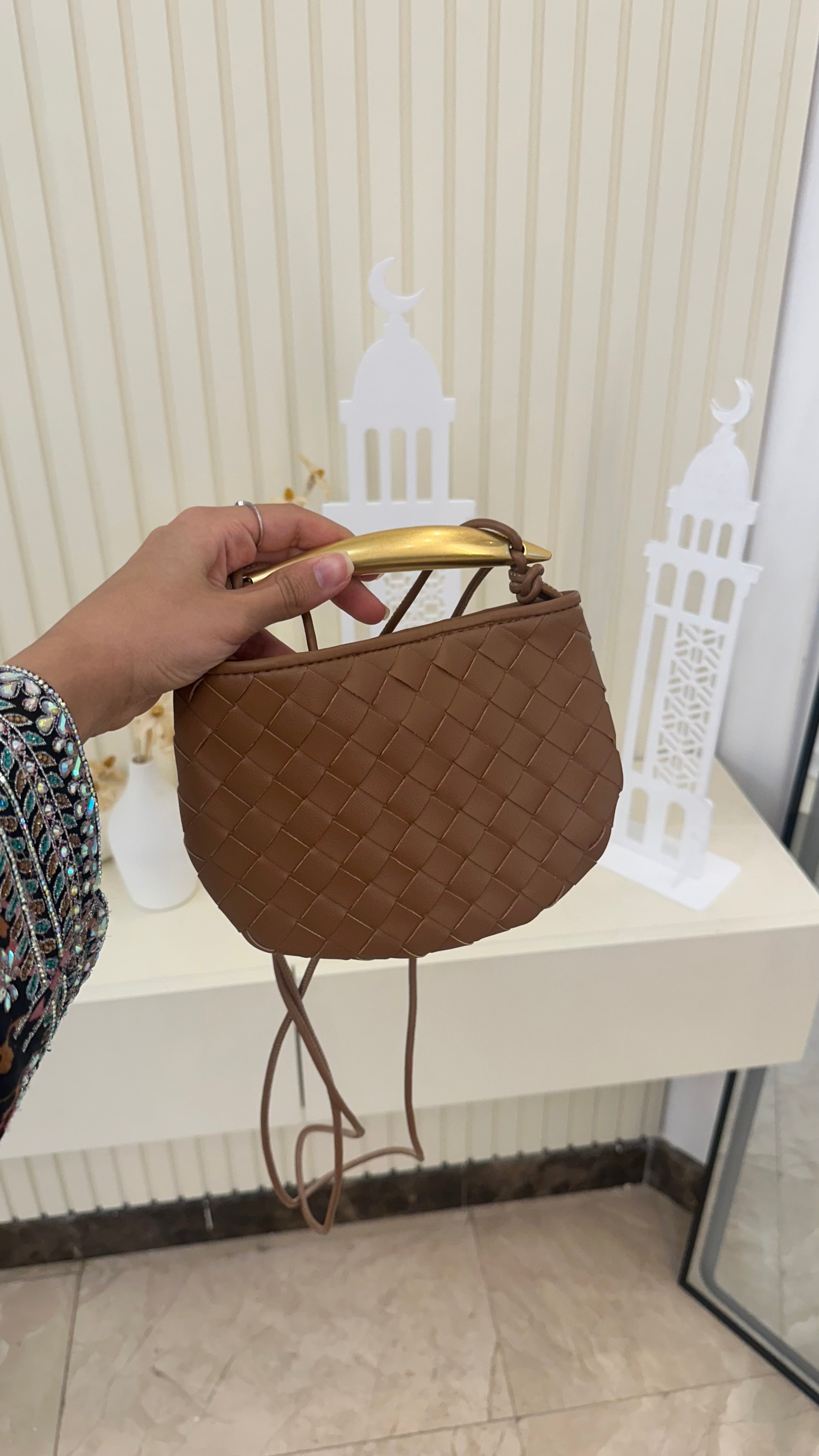 Bottega Sardine Mini Bag Brown Detail View - Luxury Mini Bag | Clear UAE
