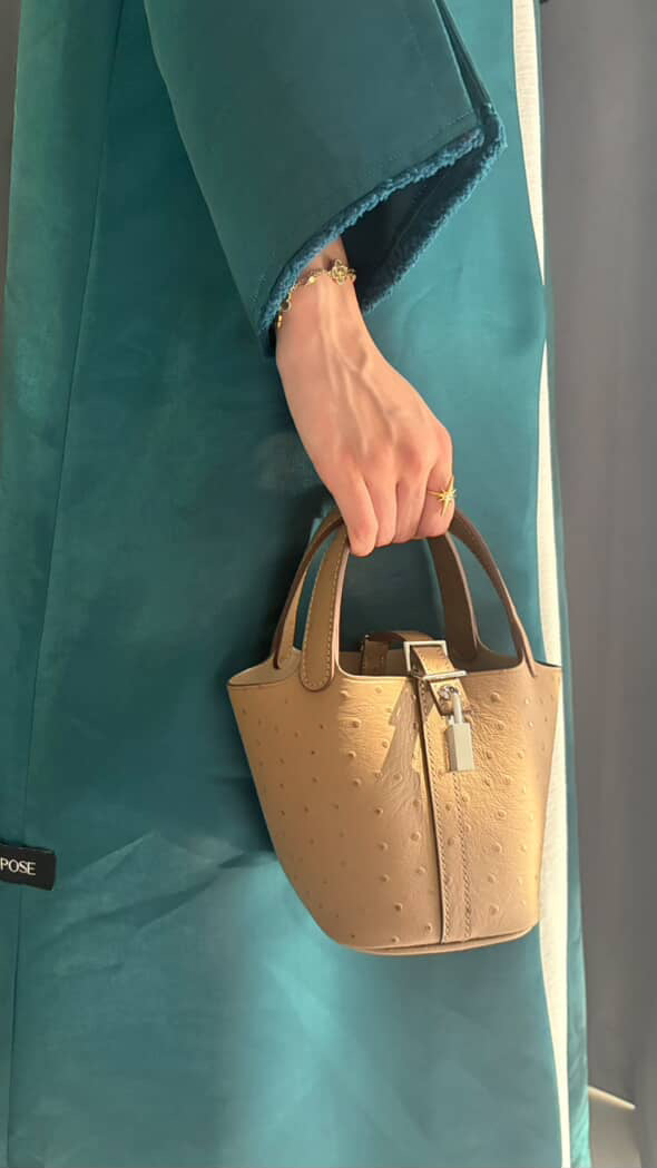 Picotin Ostrich Bag - Khaki