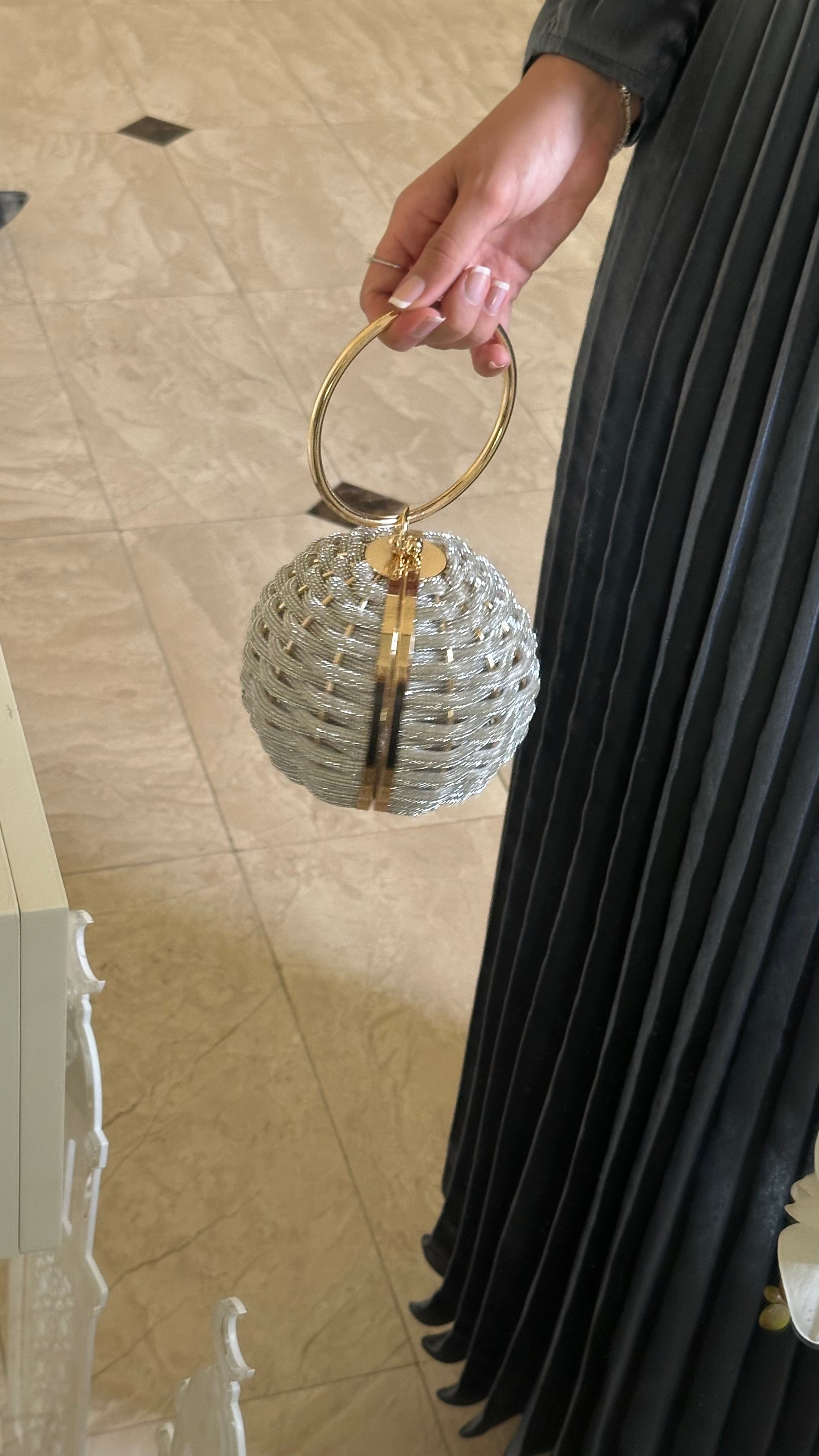 Trendy Round Bag Chain Detail - Luxury Evening Bag | Clear UAE
