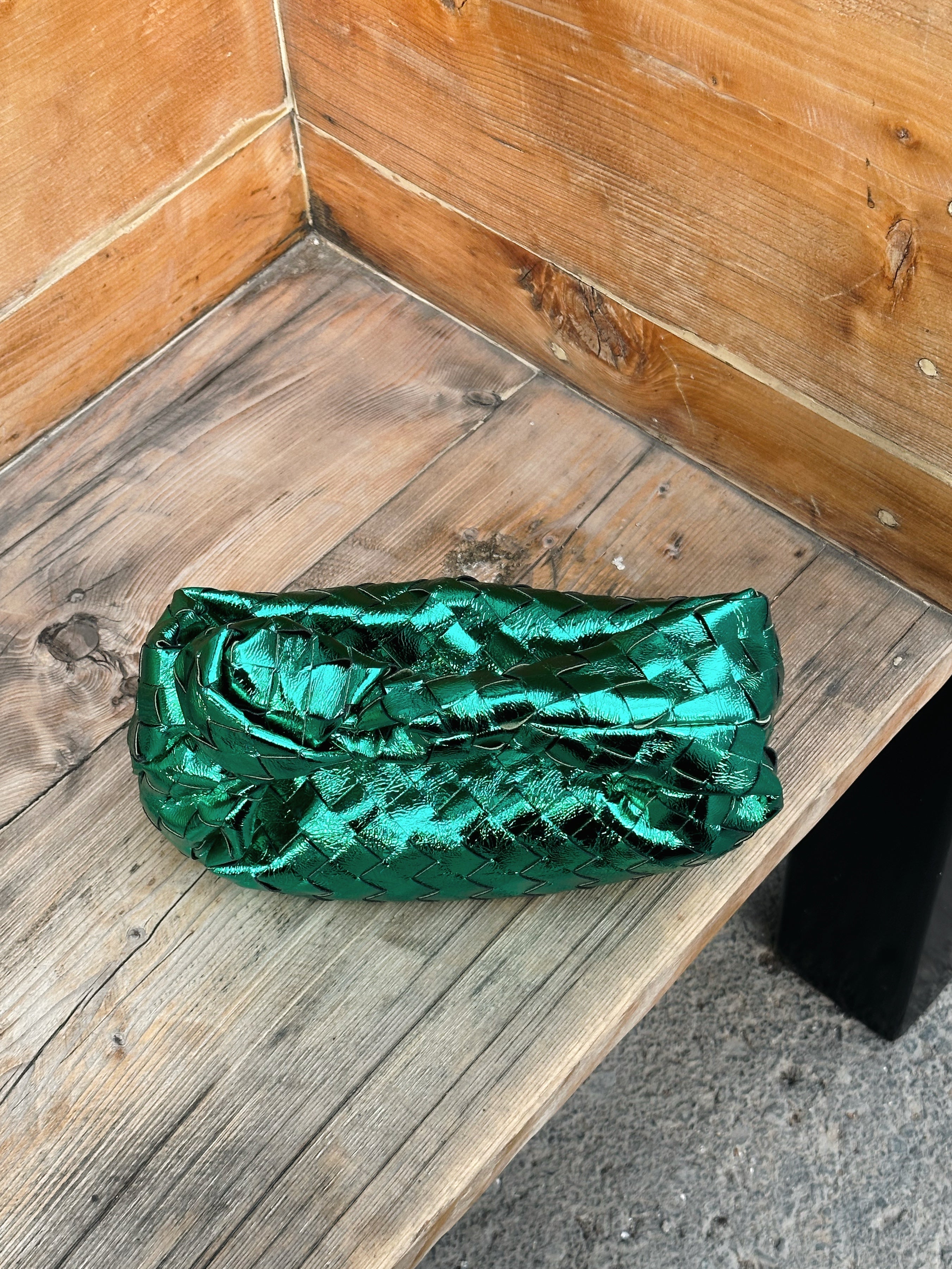 Teen Intrecciato Bag Green Interior - Woven Bag | Clear UAE
