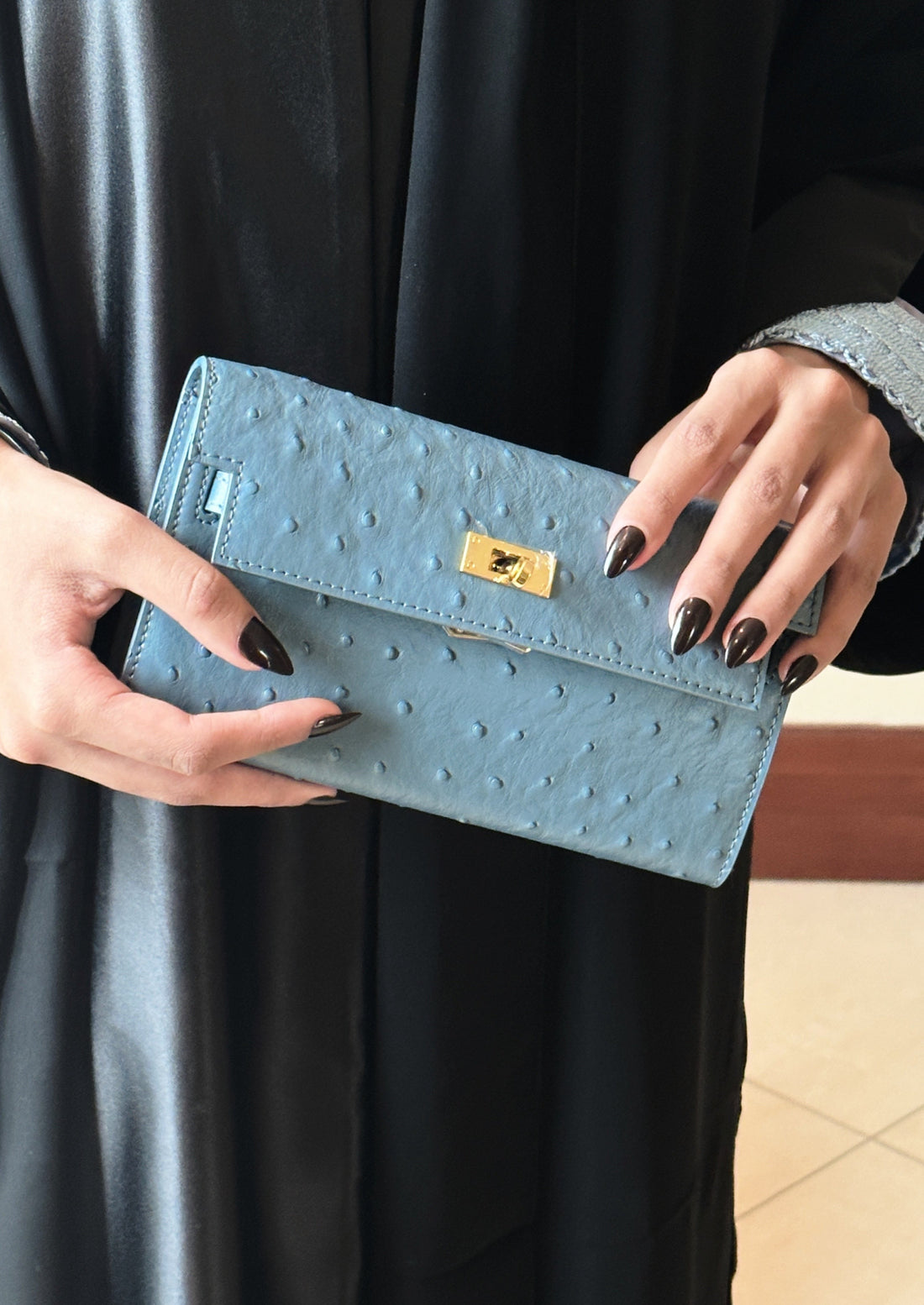 Ostrich clutch- blue