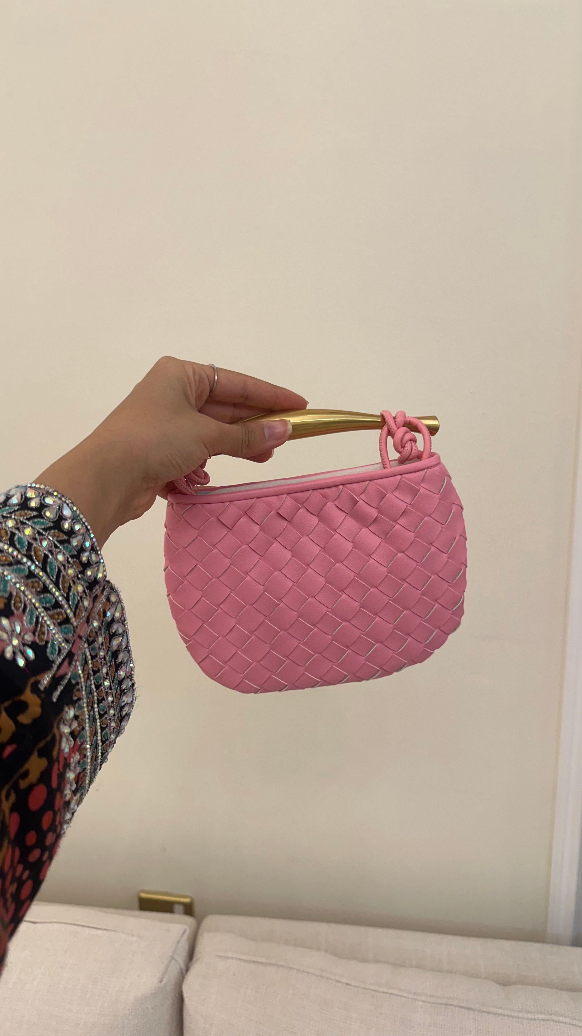 Bottega Sardine Mini Bag Pink Top View - Luxury Mini Bag | Clear UAE
