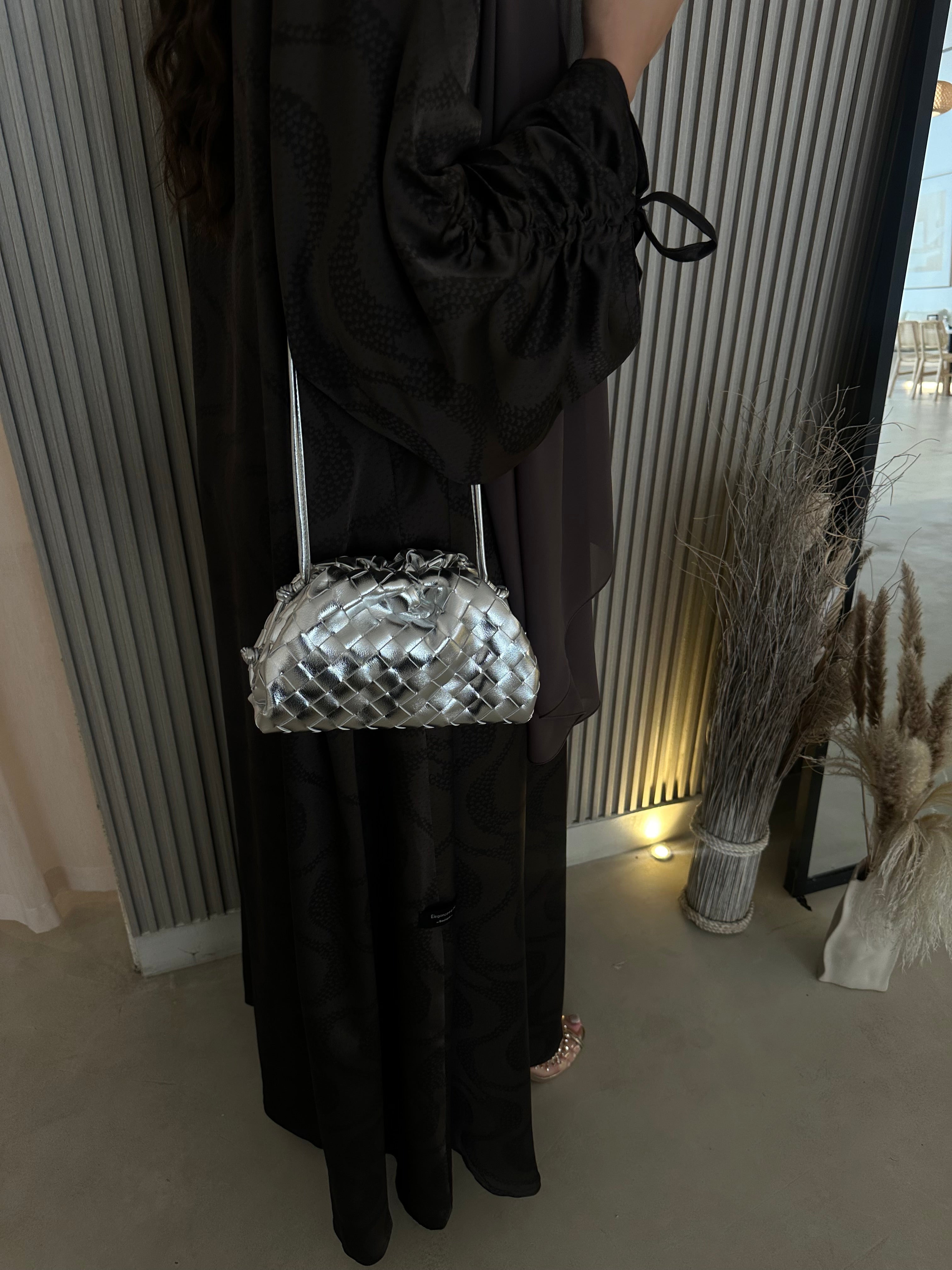 Bottega Intrecciato silver woven luxury bag – Clear UAE