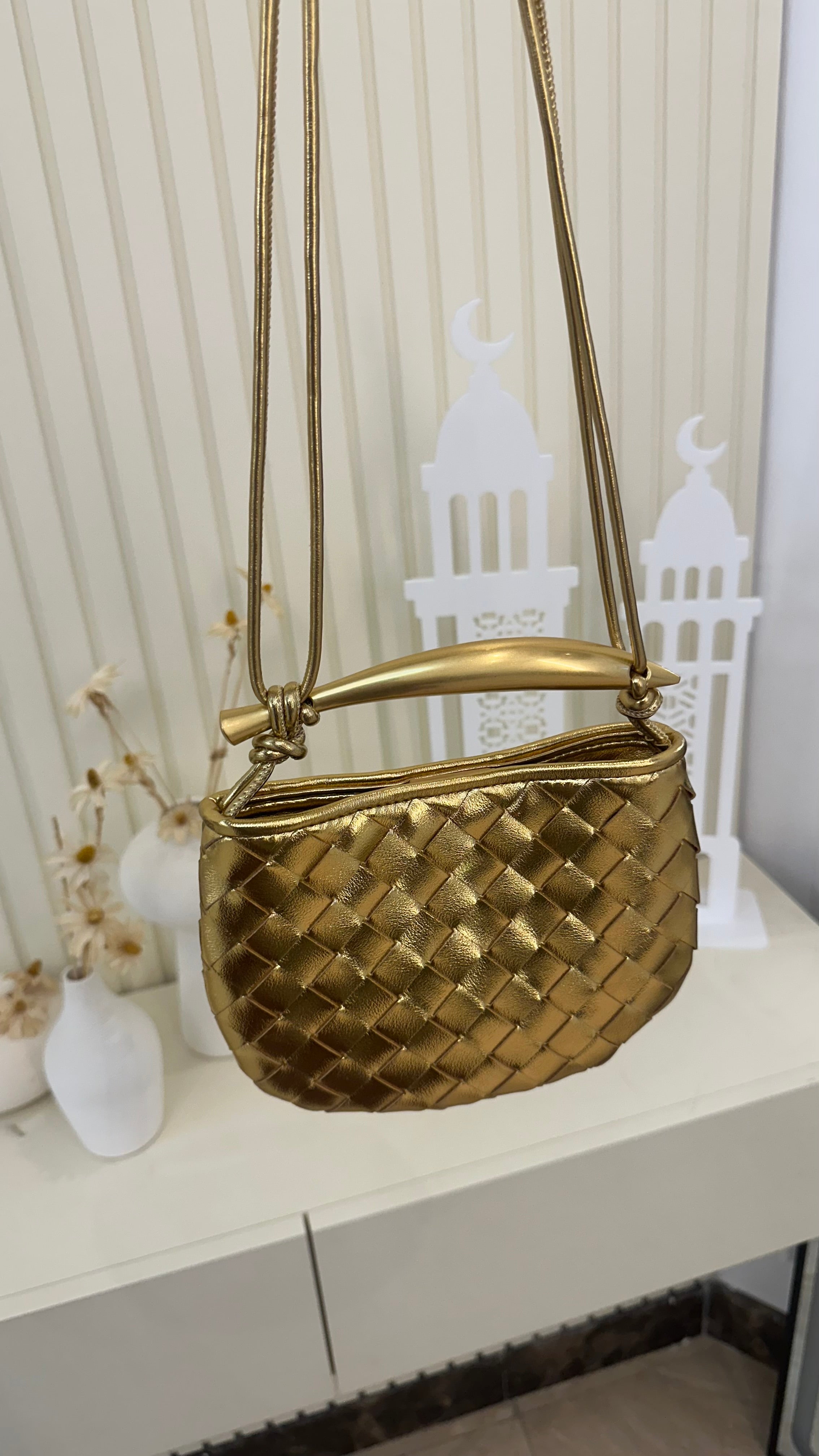 Bottega Sardine Mini Bag in Gold – Luxury Mini Bag UAE | Clear UAE
