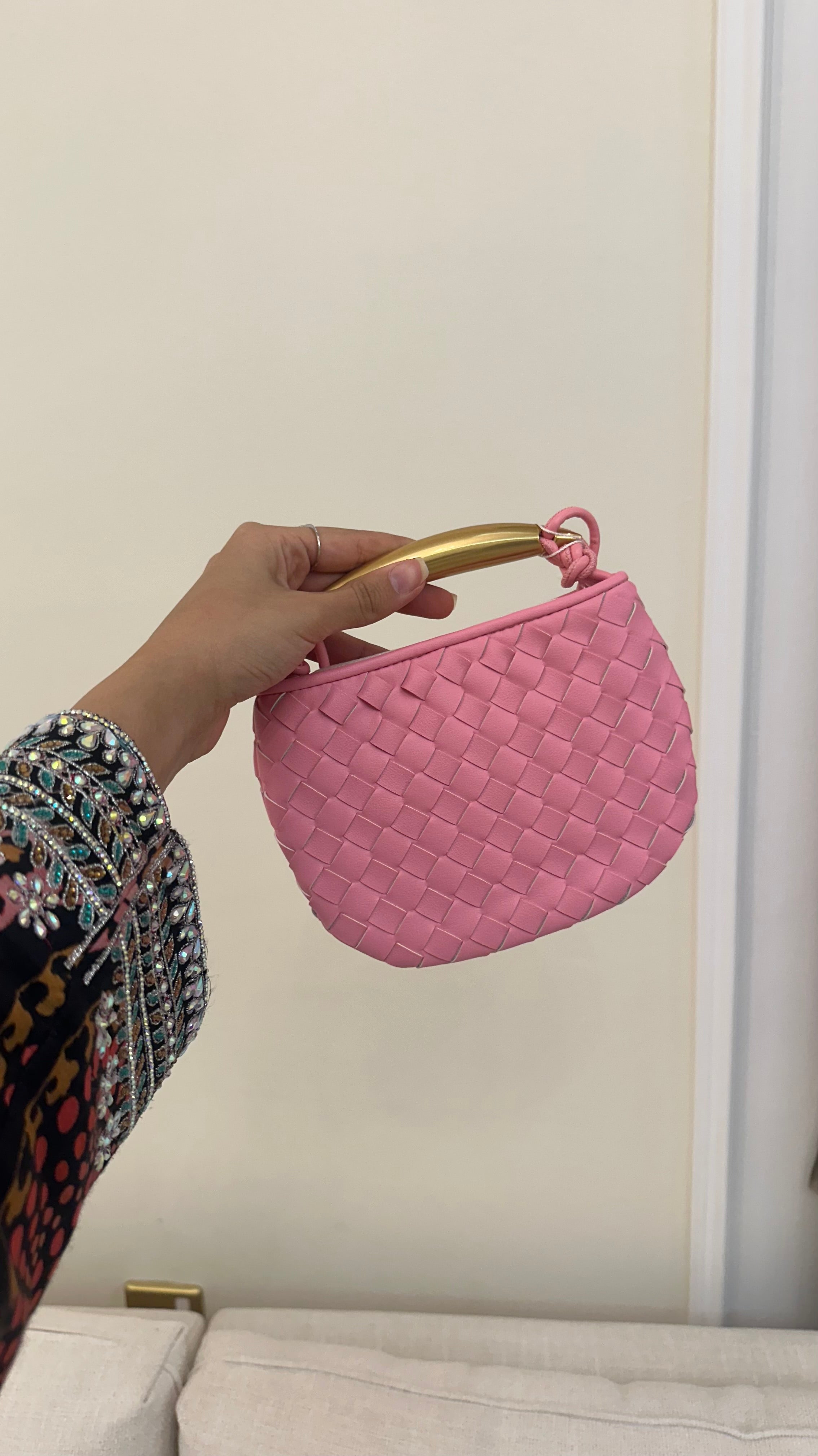 Bottega Sardine Mini Bag Pink Top View - Luxury Mini Bag | Clear UAE
