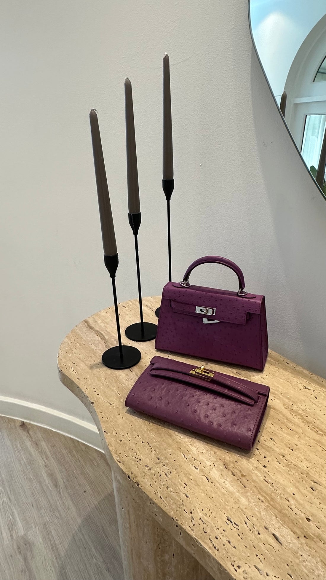 Ostrich clutch -purple