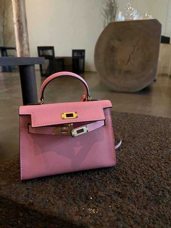 Blush pink Hermès-inspired mini bag front view by Clear UAE