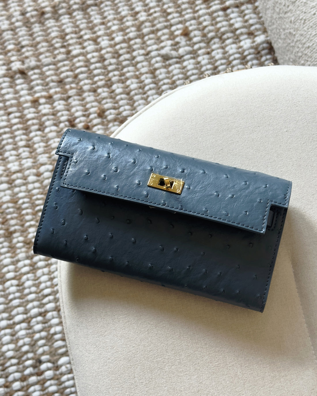 Ostrich clutch- blue