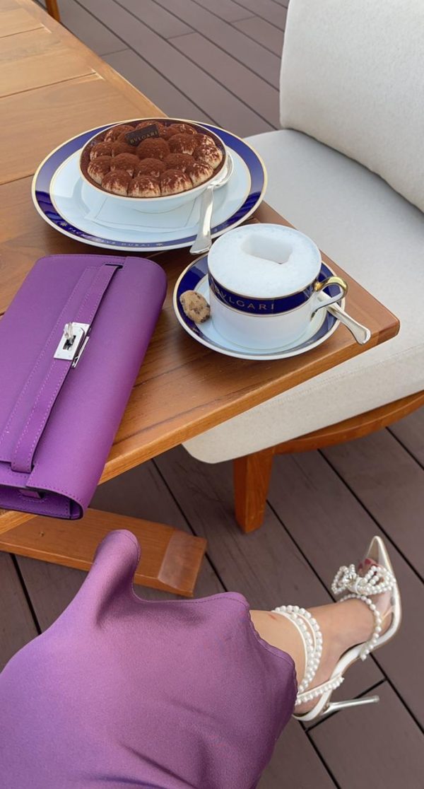 Purple mini clutch bag front view by Clear UAE