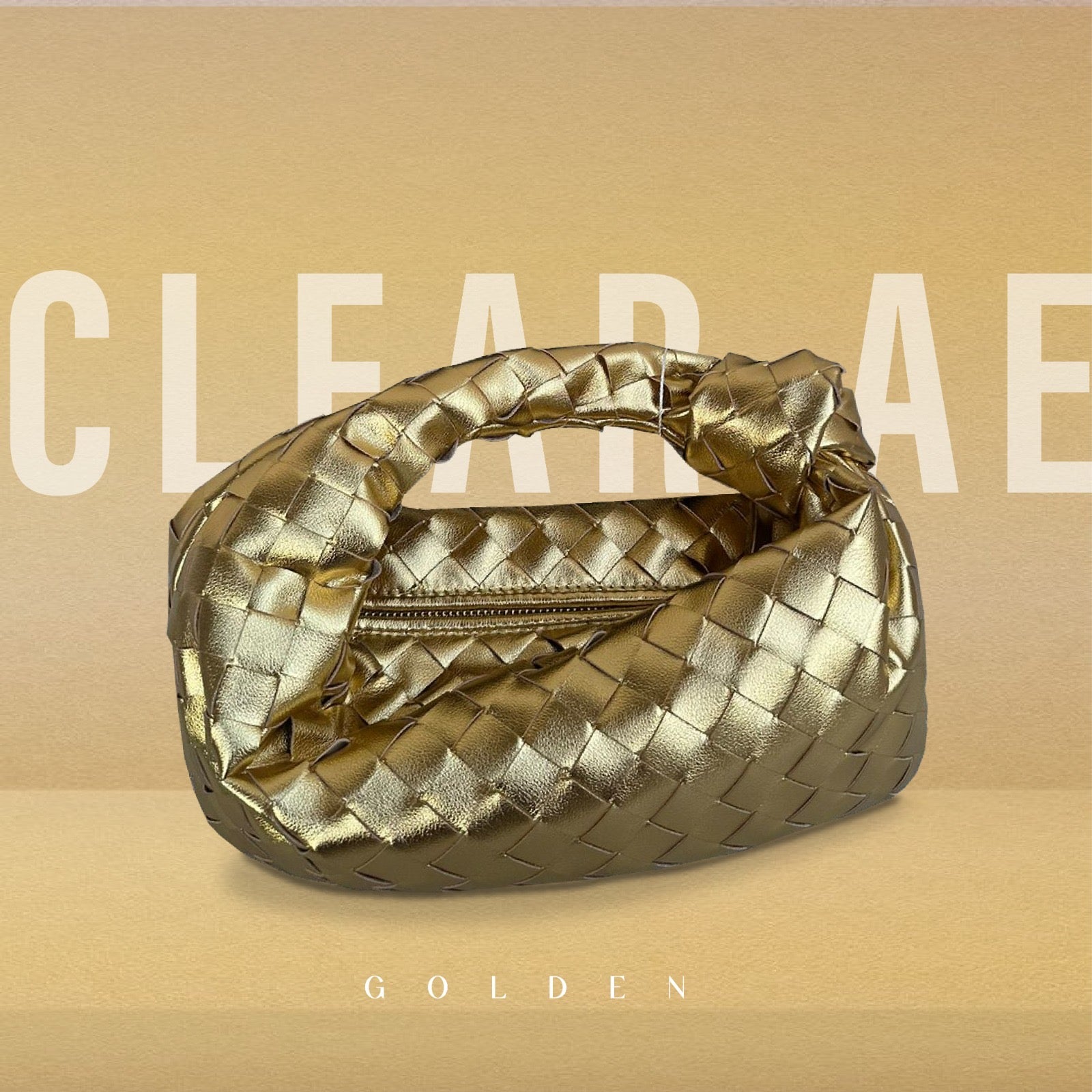 Teen Intrecciato Bag Gold Back View - Woven Bag | Clear UAE
