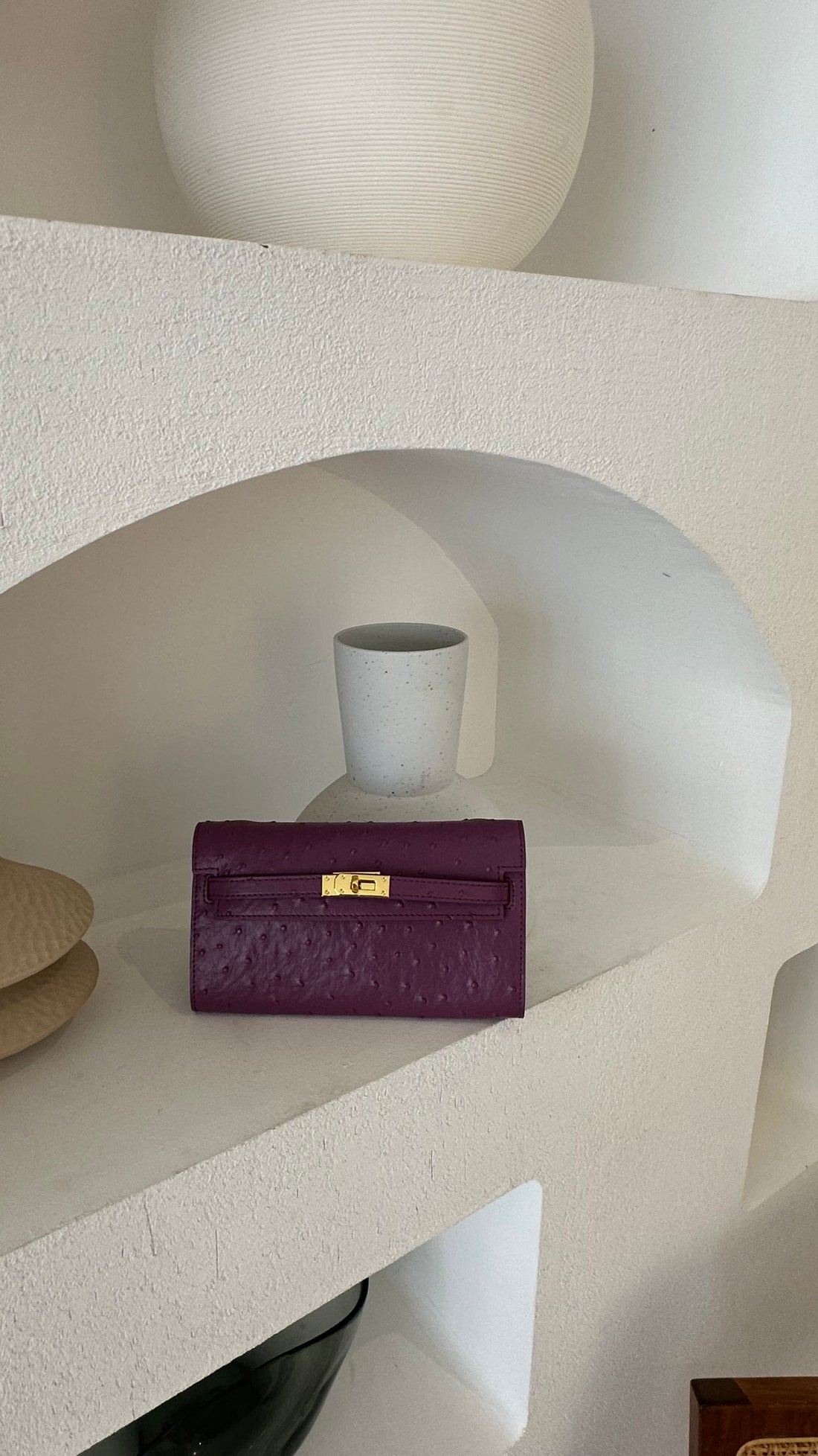 Ostrich clutch -purple