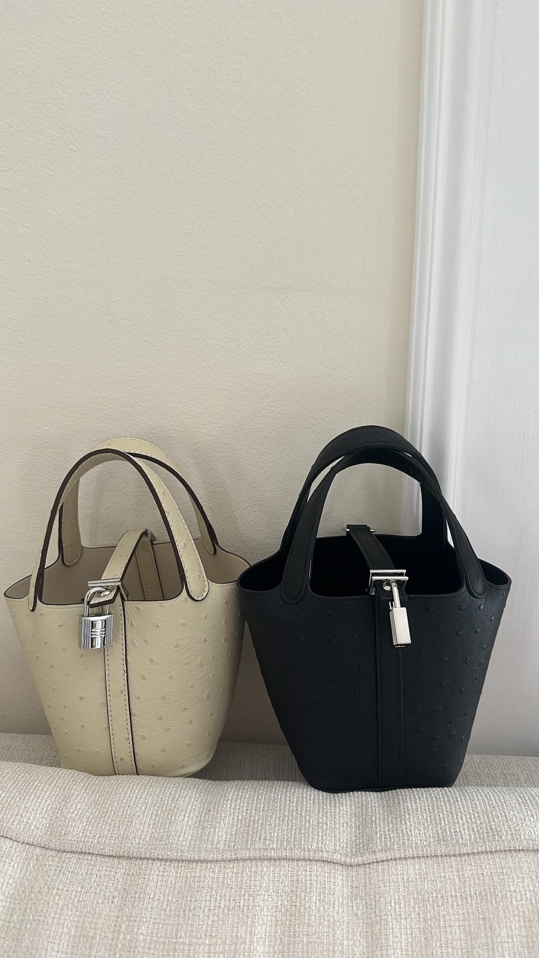 Picotin Ostrich Bag - Black