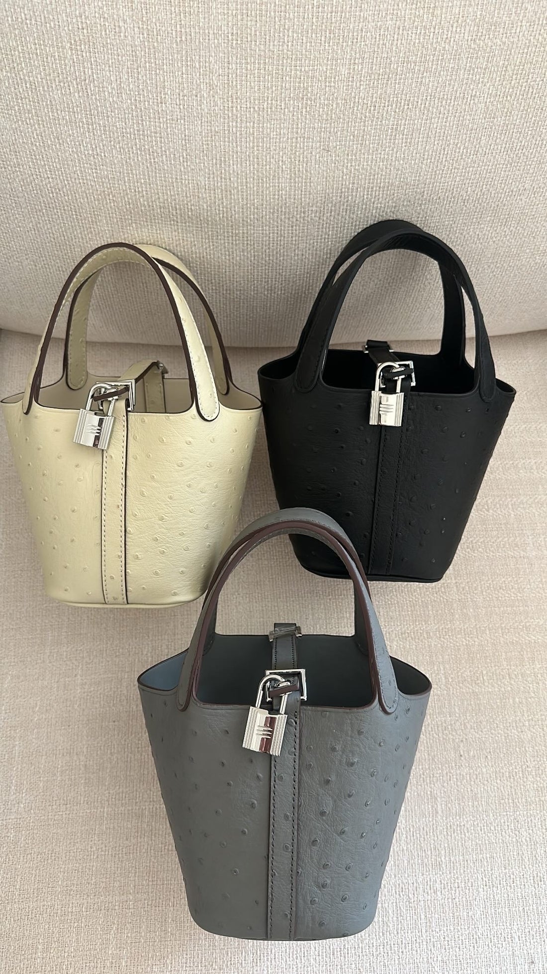 Picotin Ostrich Bag - Black