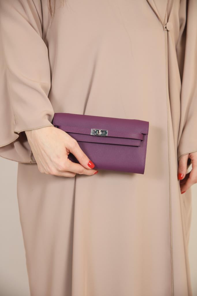 Purple mini clutch bag front view by Clear UAE