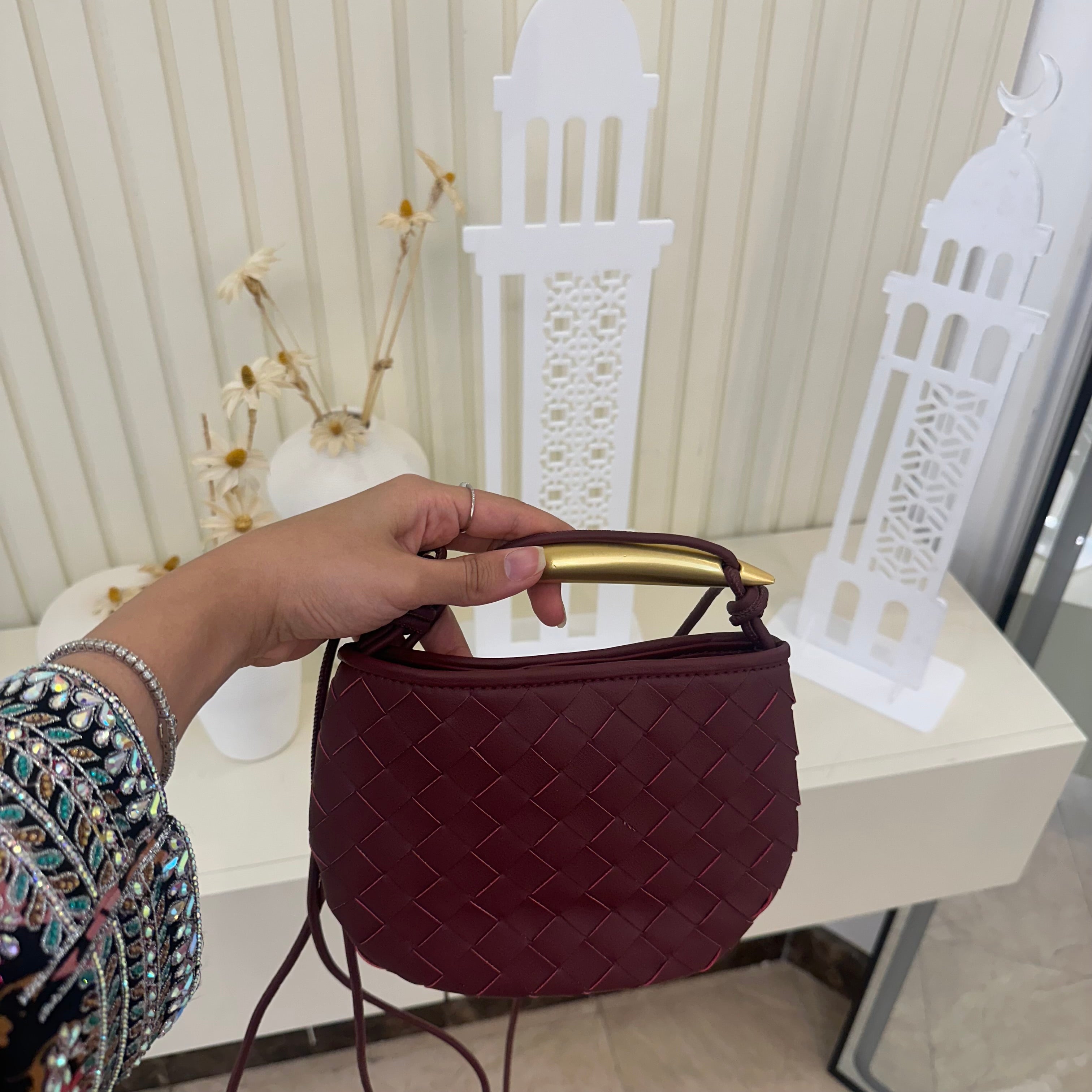 Sardine Bag Maroon Close Up - Luxury Mini Bag UAE | Clear UAE
