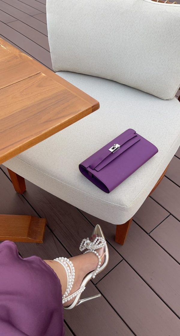 Purple mini clutch bag front view by Clear UAE