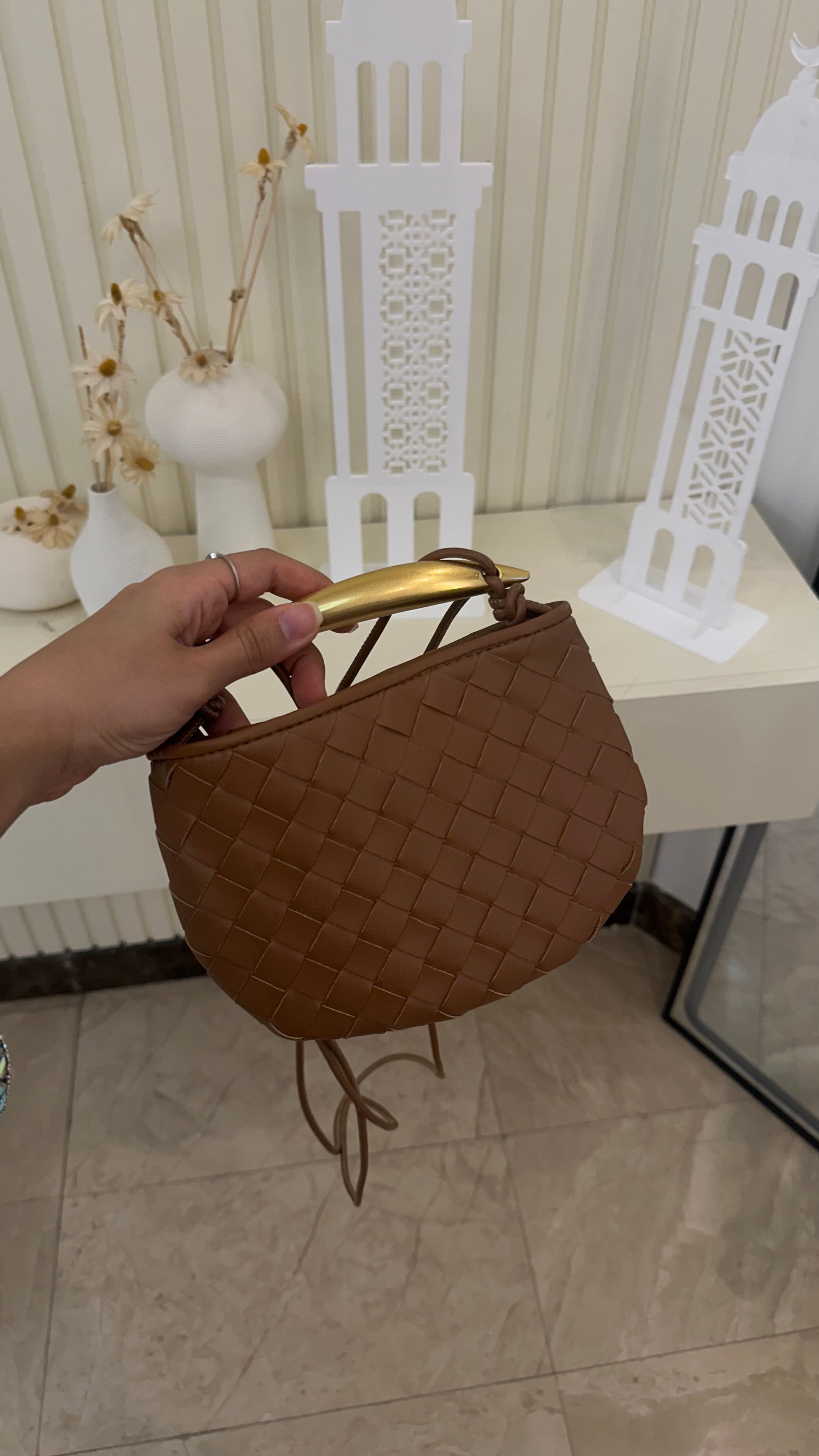 Bottega Sardine Mini Bag Brown Detail View - Luxury Mini Bag | Clear UAE
