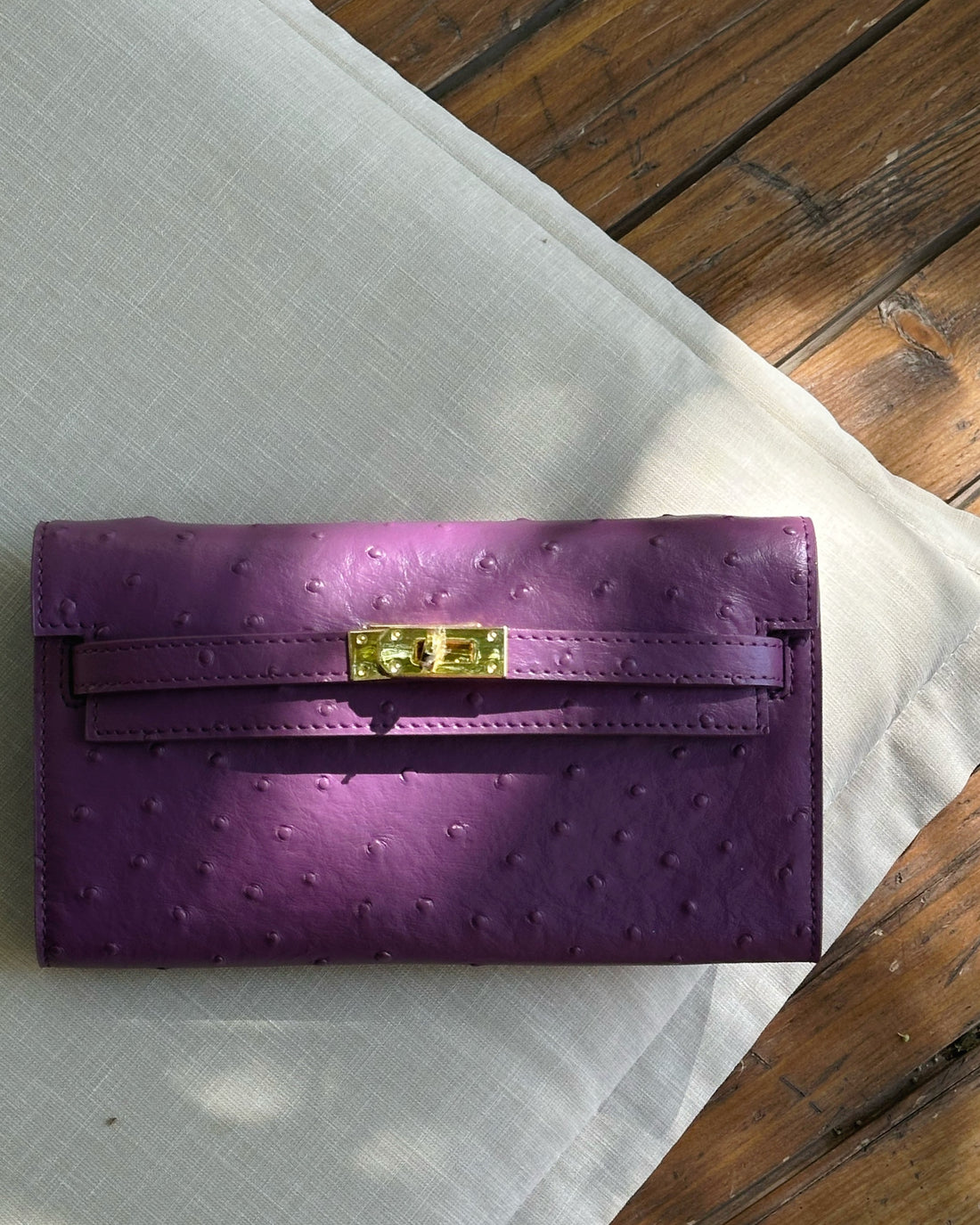 Ostrich clutch -purple