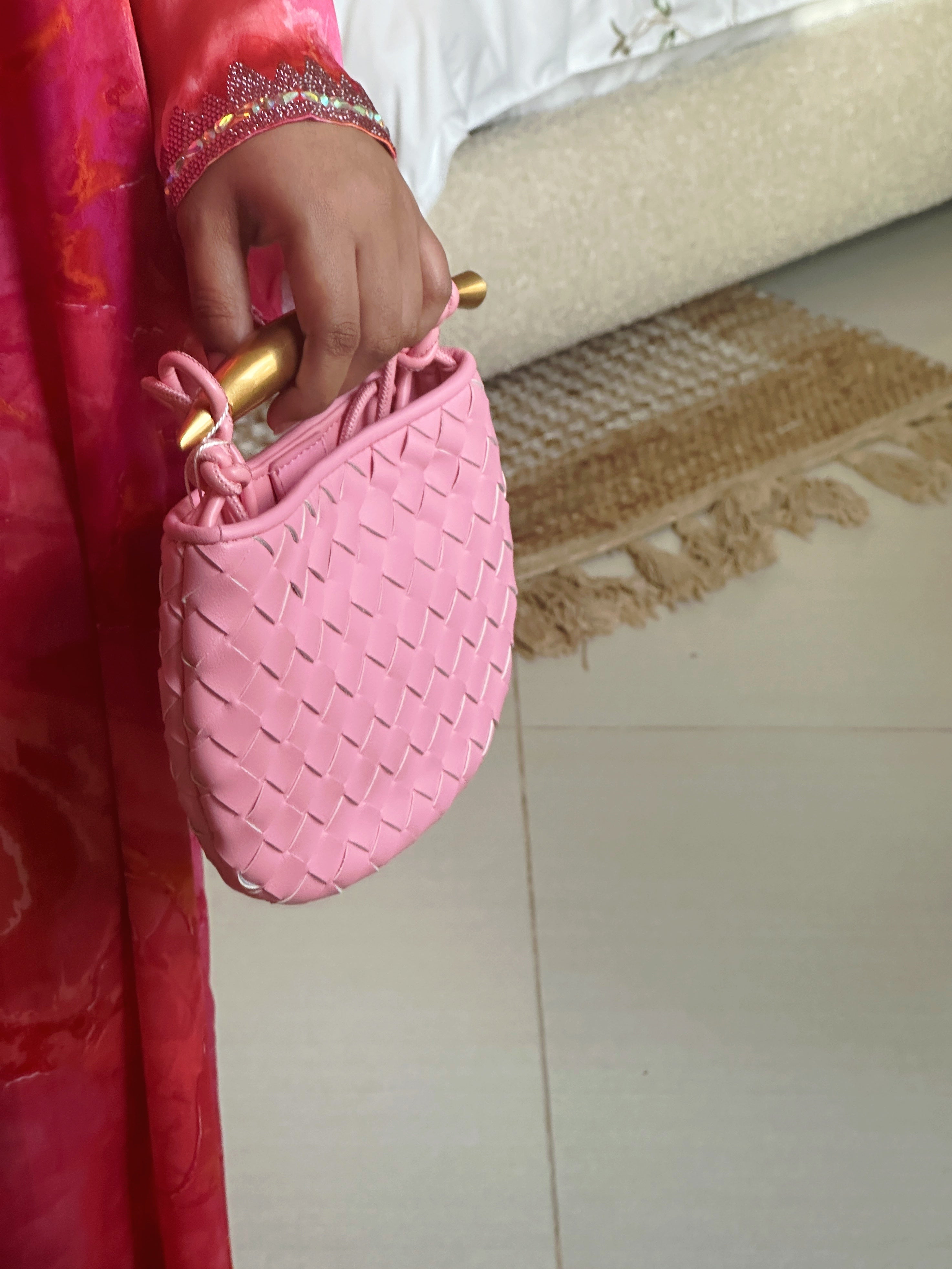 Bottega Sardine Mini Bag Pink Top View - Luxury Mini Bag | Clear UAE
