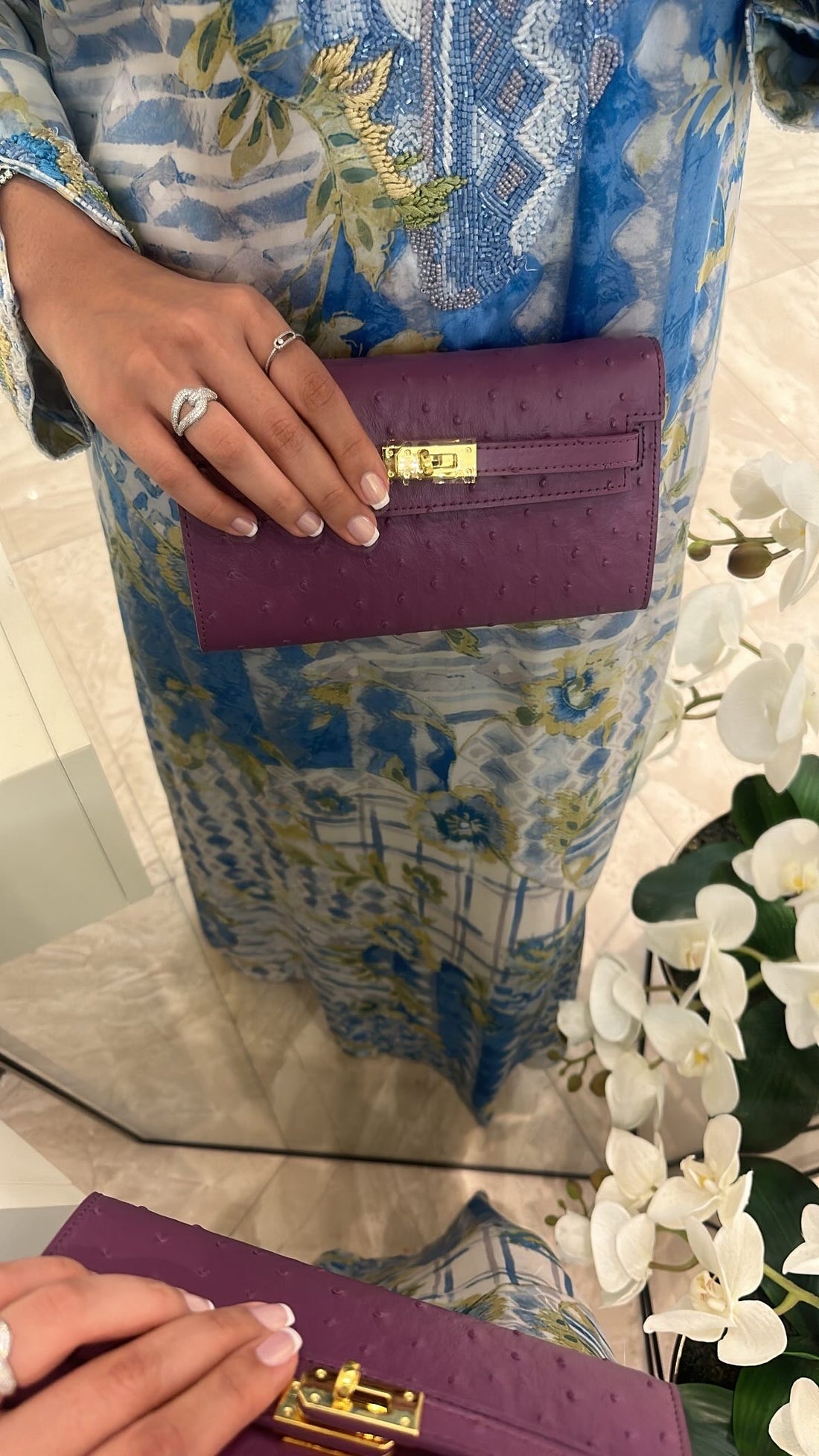 Ostrich clutch -purple