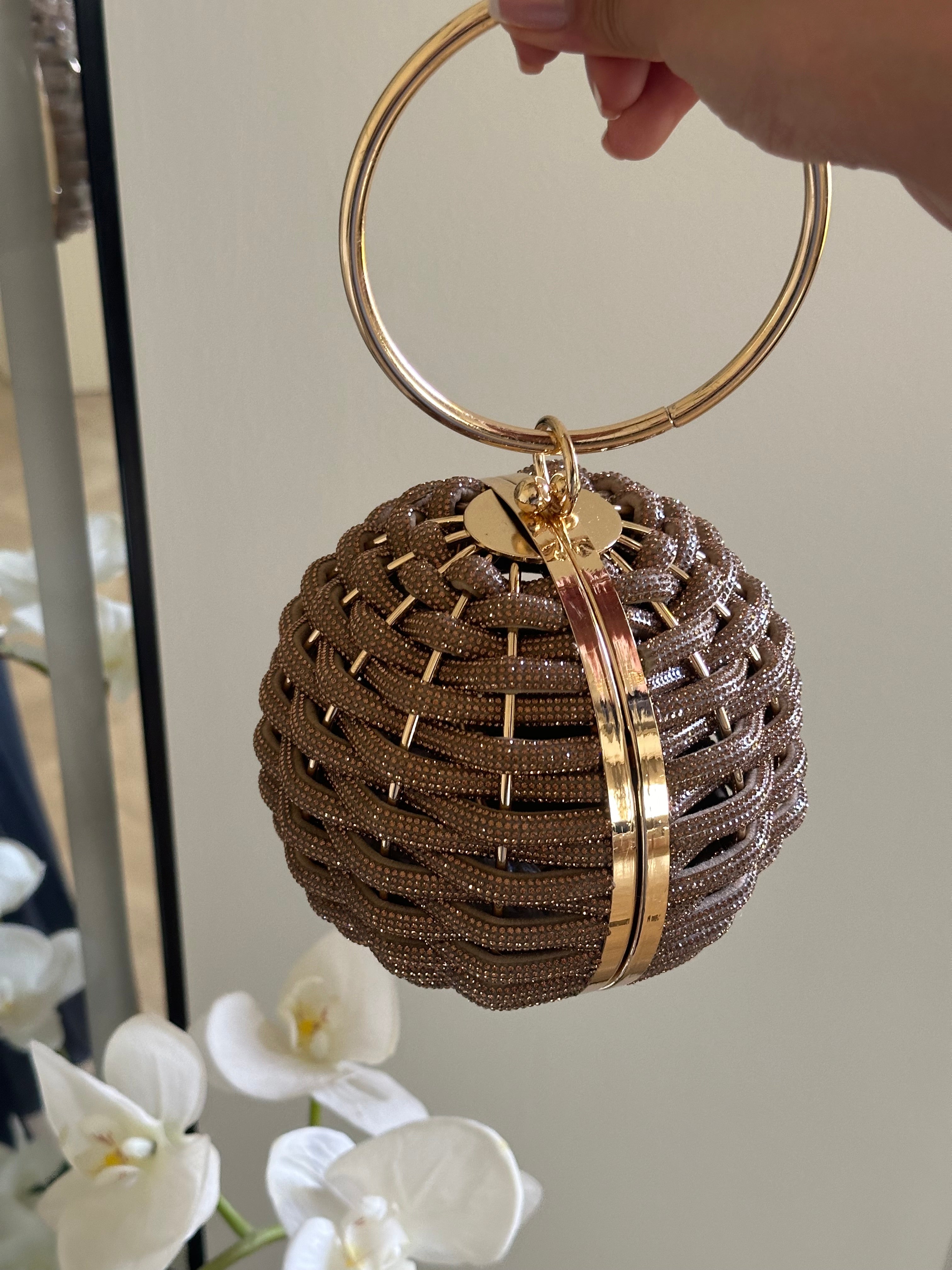 Trendy Round Bag Chain Detail - Luxury Evening Bag | Clear UAE
