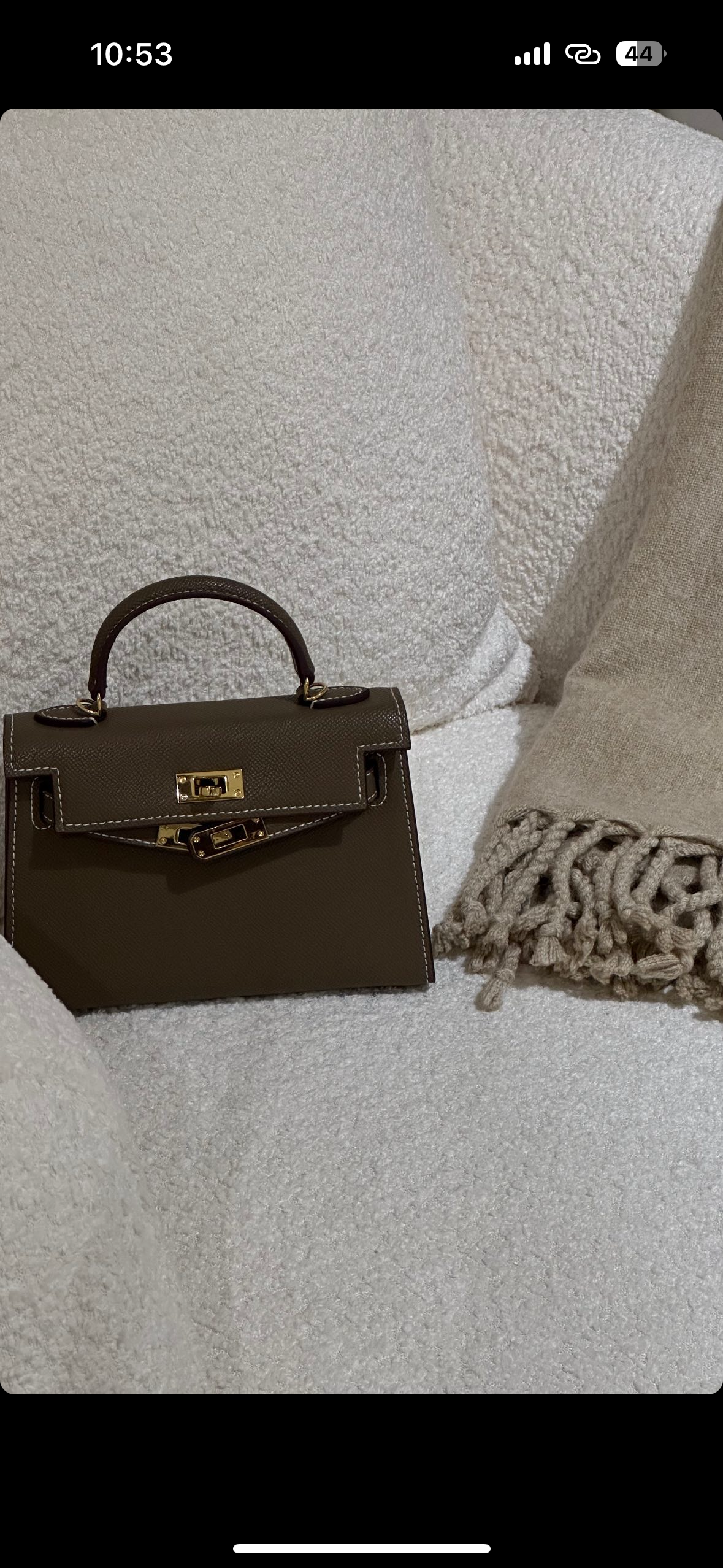 Khaki Hermès-inspired structured bag by Clear UAE
