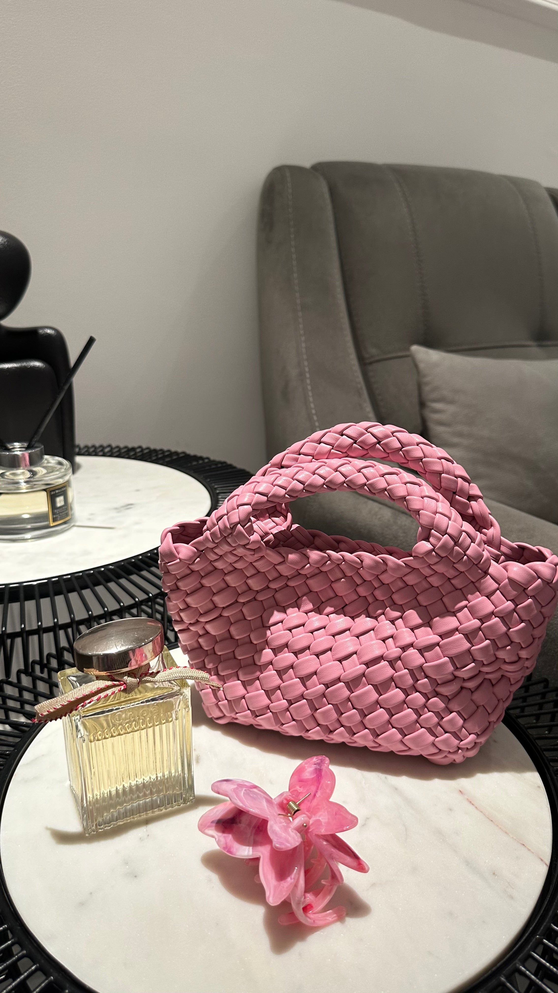 Pink Woven Bag – Luxury Shoulder Bag UAE | Clear UAE
