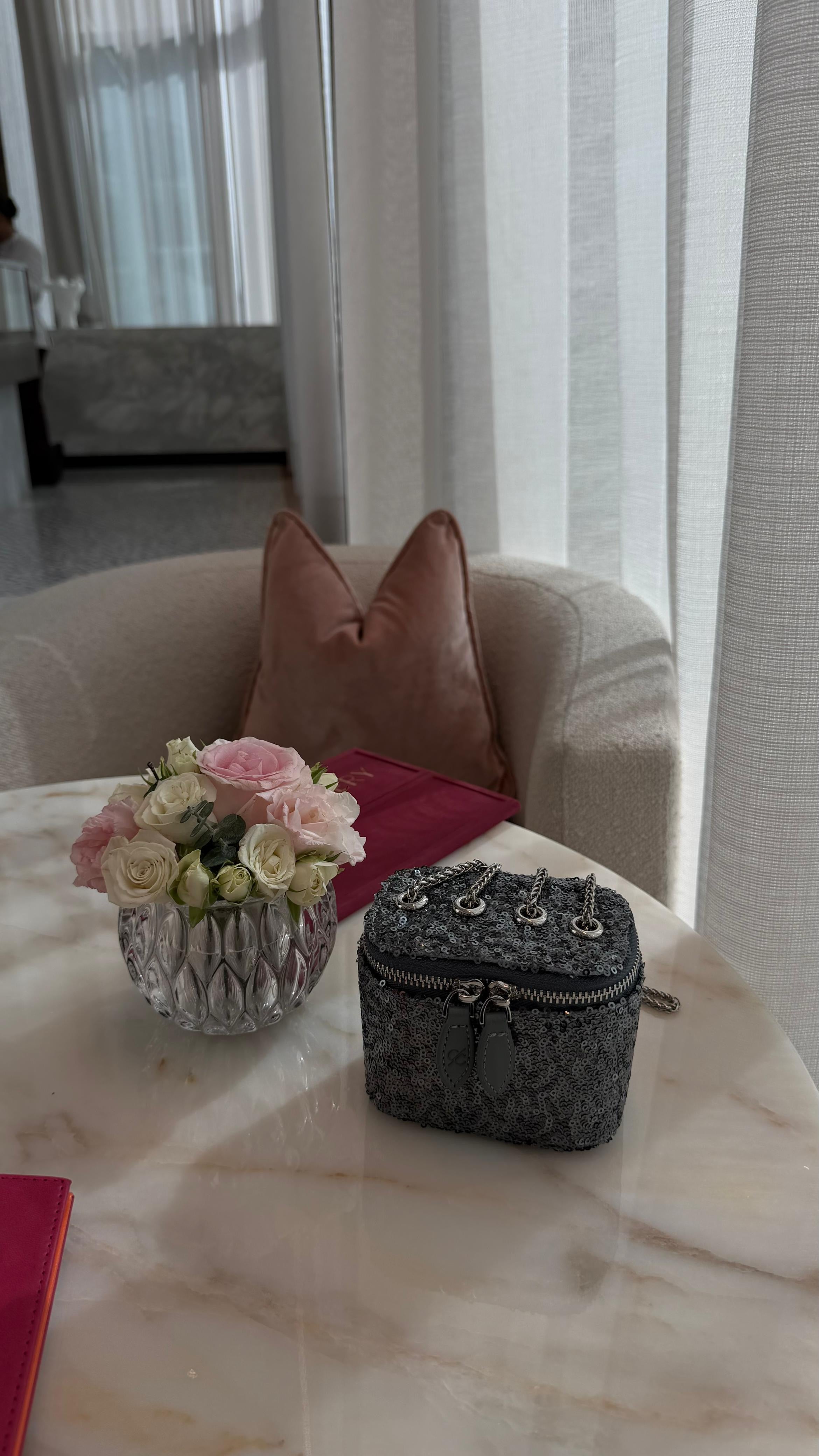 Mini Vanity Chain Bag – Silver Sequin