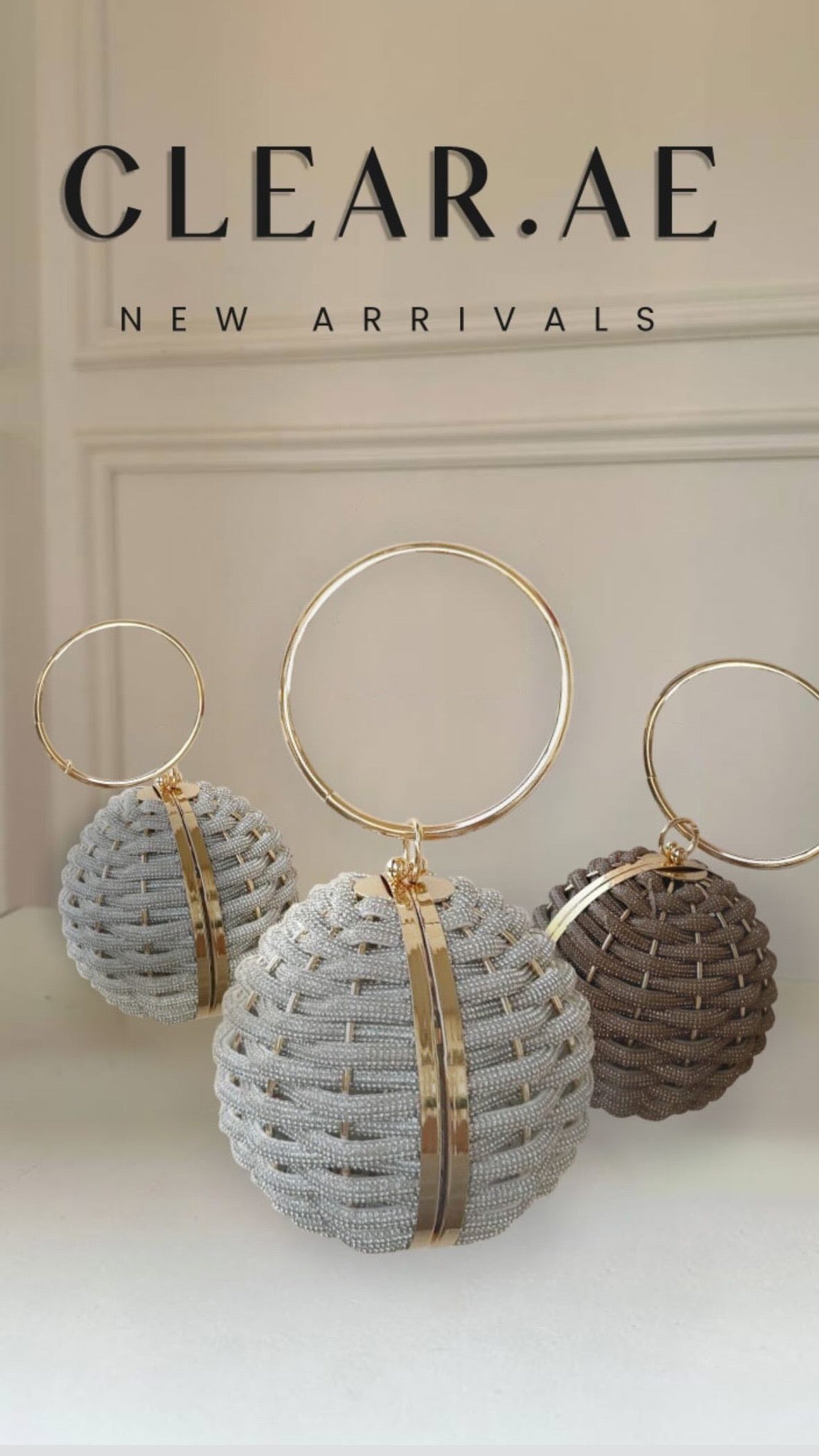 Trendy Round Bag Chain Detail - Luxury Evening Bag | Clear UAE
