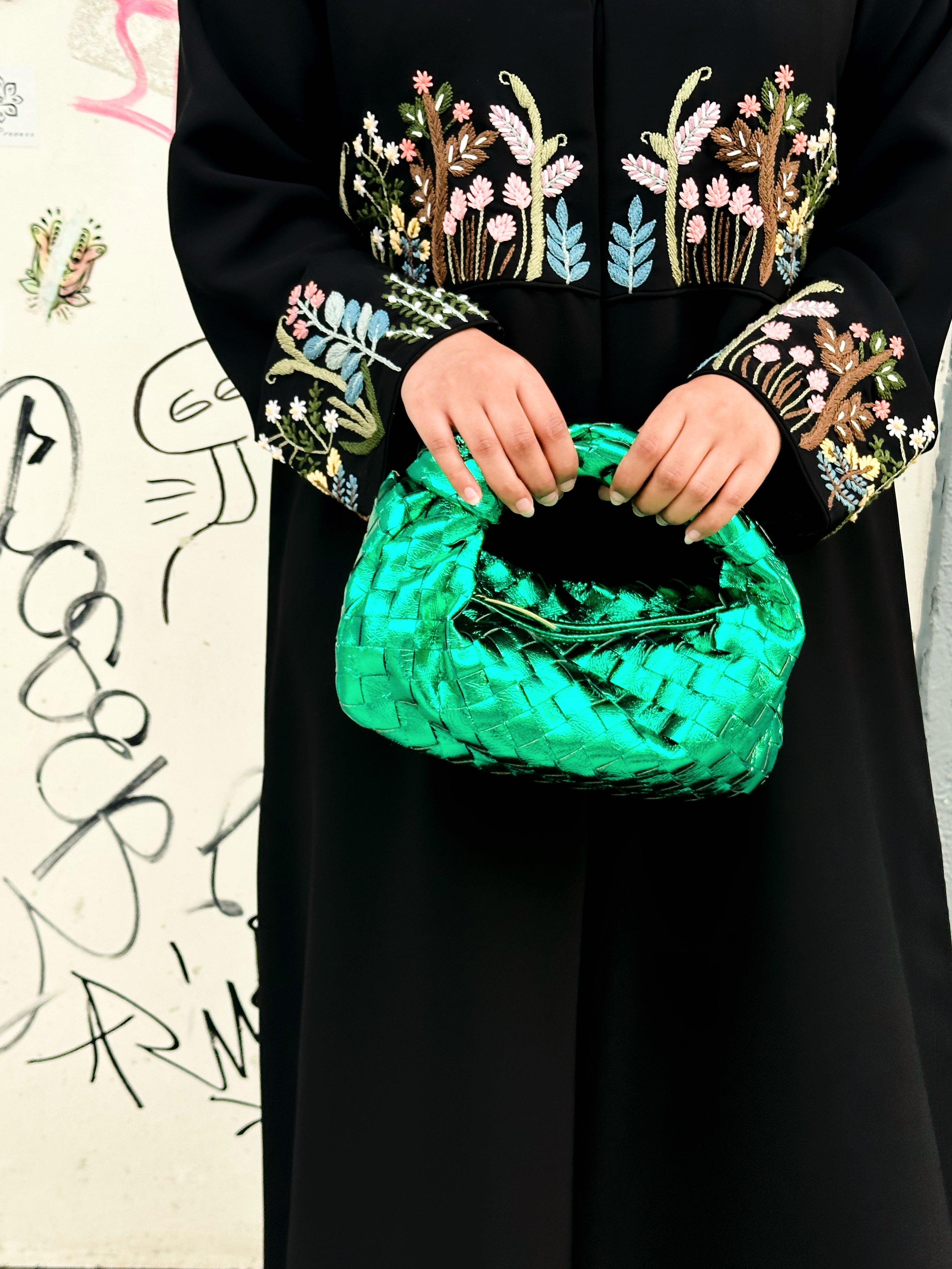 Teen Intrecciato Bag Green Interior - Woven Bag | Clear UAE
