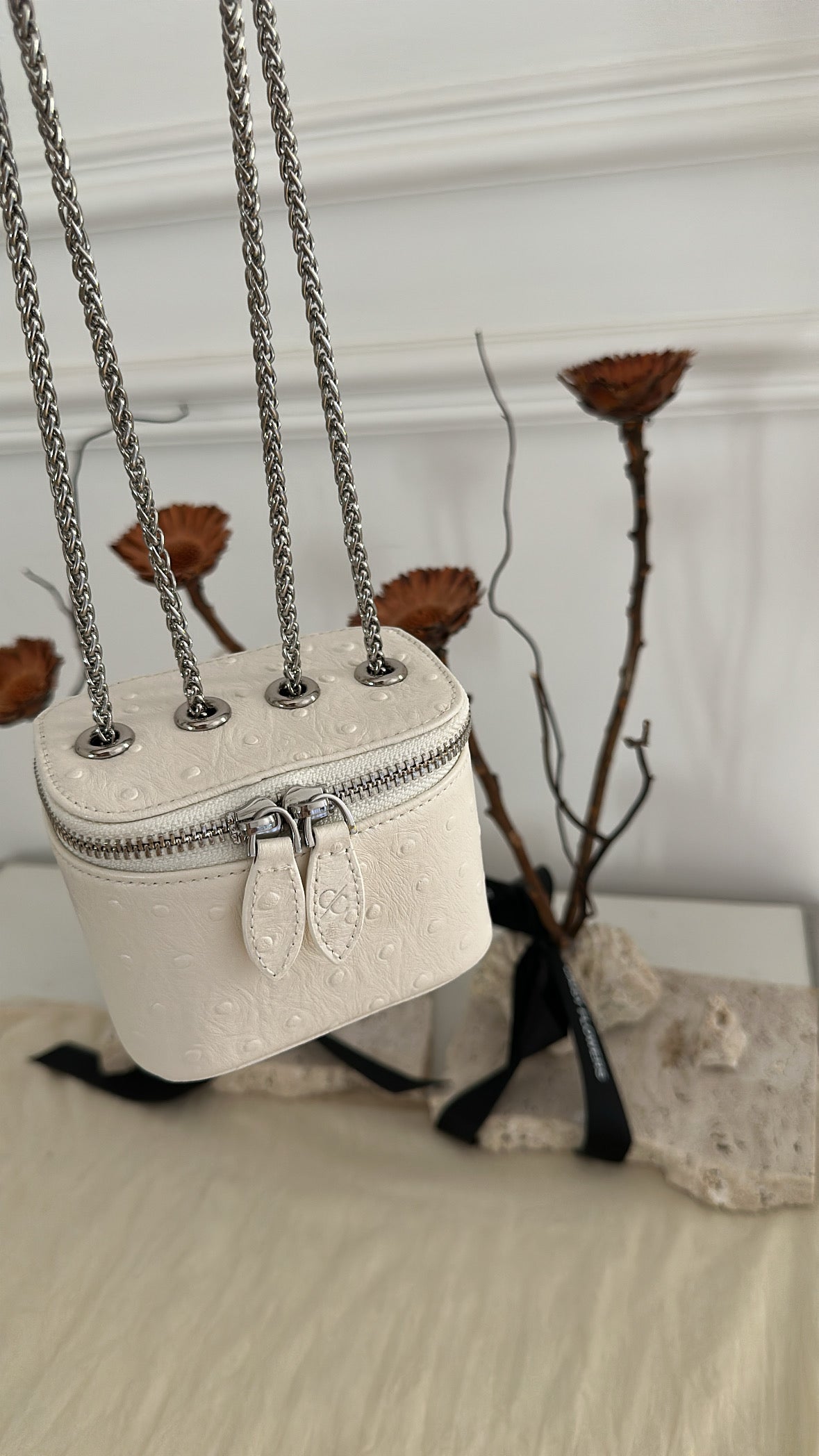 Ostrich White Bag