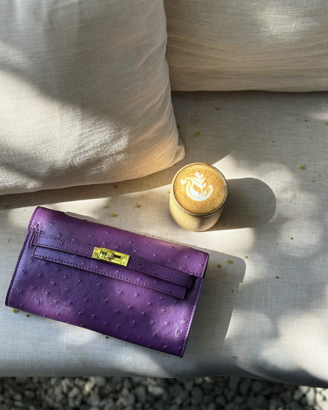 Ostrich clutch -purple