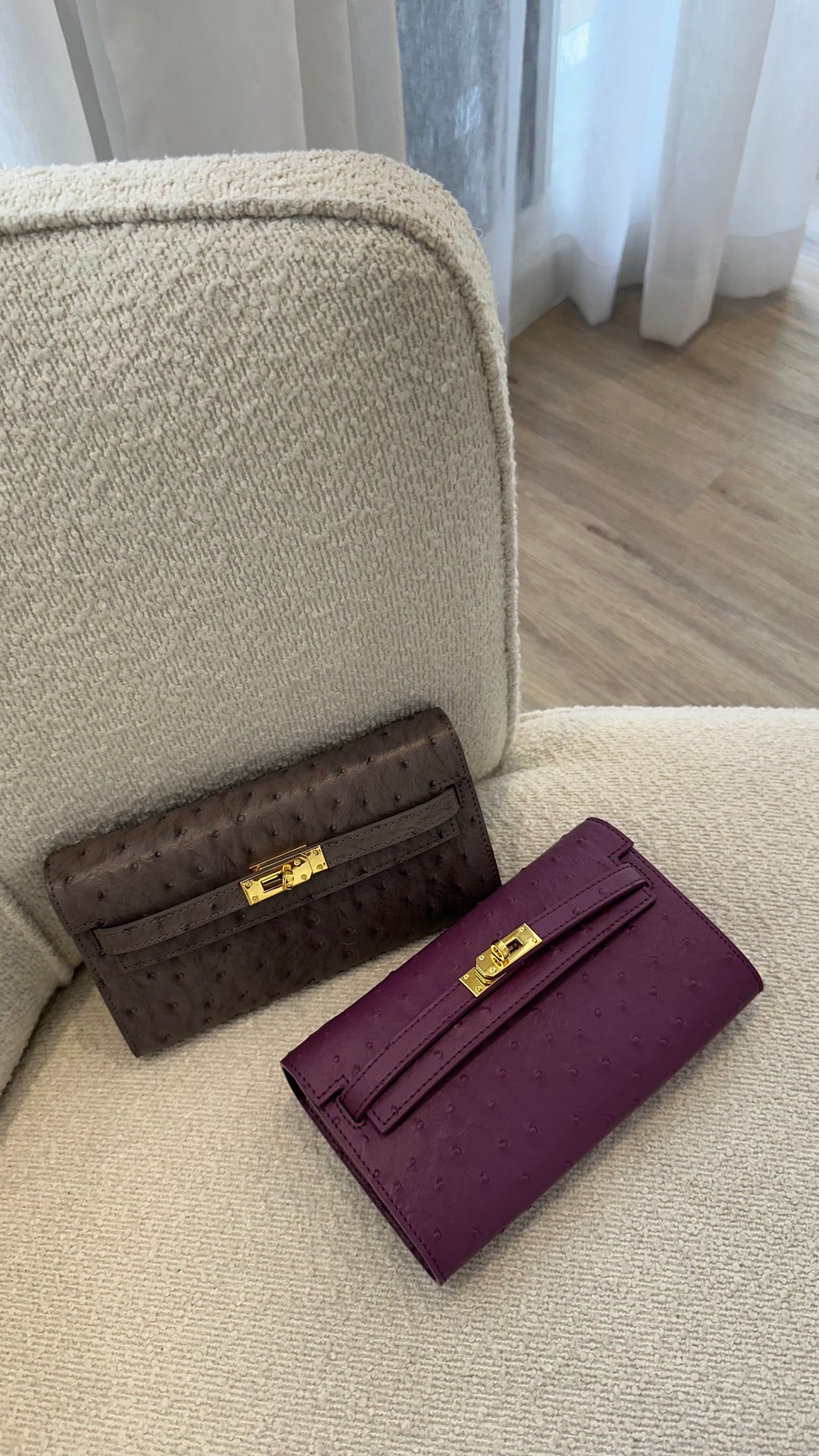 Ostrich clutch -purple