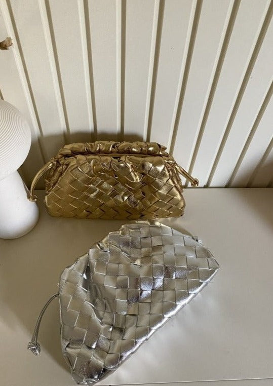 Bottega Intrecciato Bag Gold - Luxury Woven Bag UAE | Clear UAE
