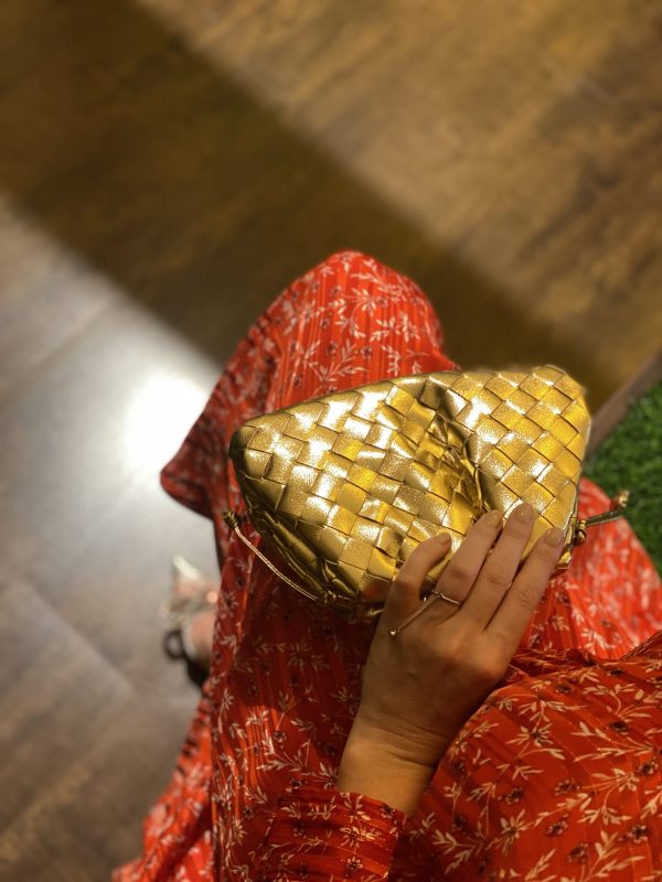 Bottega Intrecciato Bag Gold - Luxury Woven Bag UAE | Clear UAE
