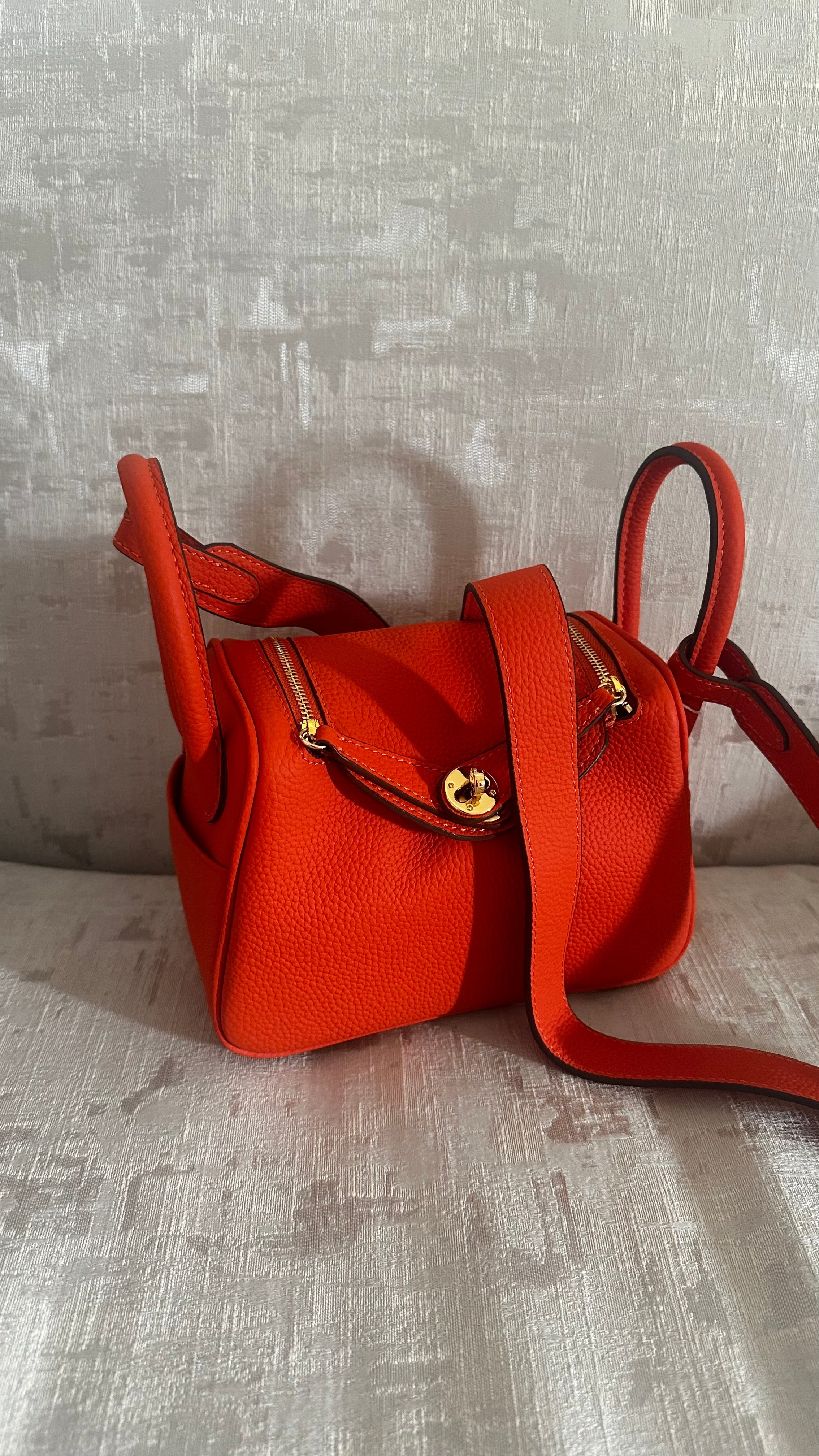 Hermes Lindy Bag in Orange – Luxury Shoulder Bag UAE | Clear UAE
