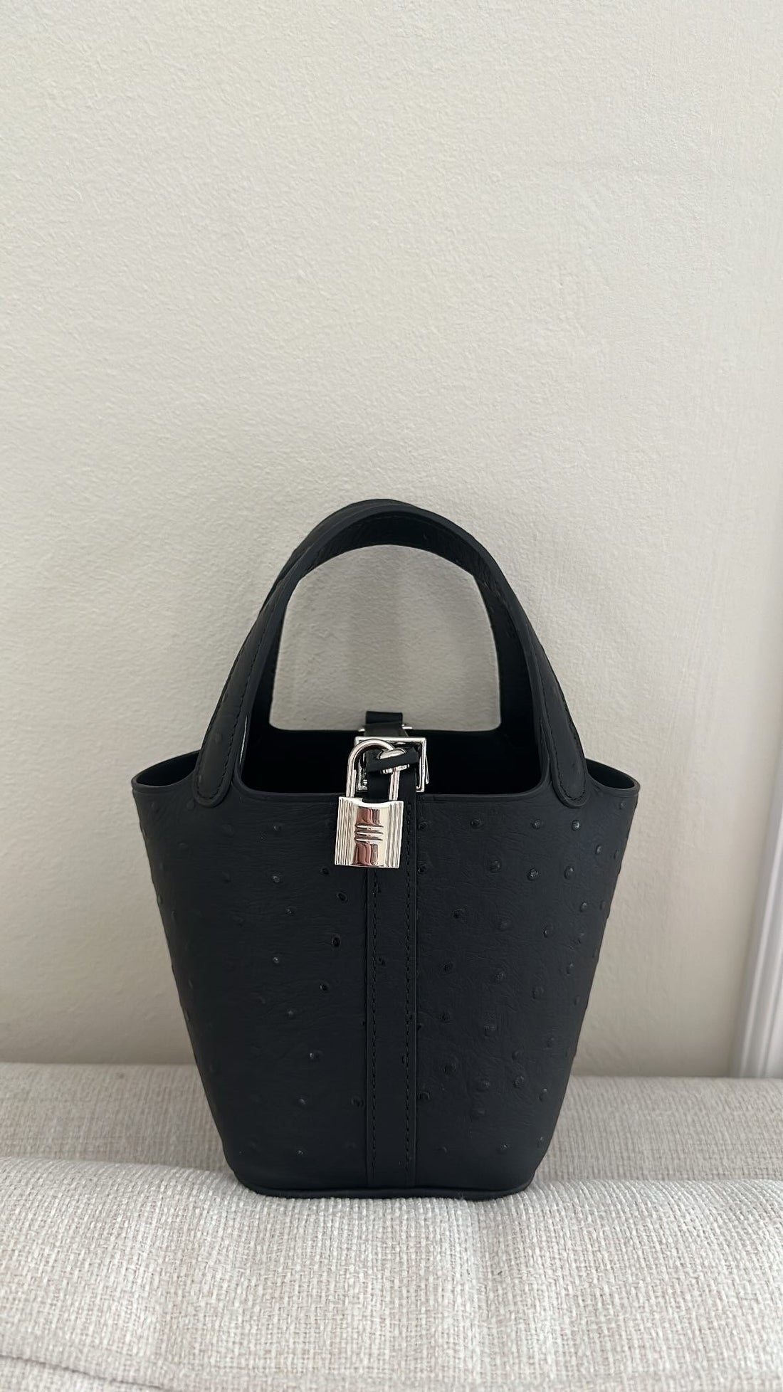Picotin Ostrich Bag - Black