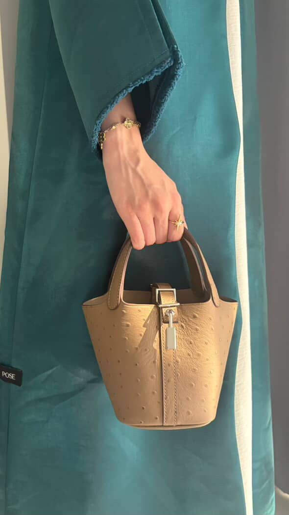 Picotin Ostrich Bag - Khaki