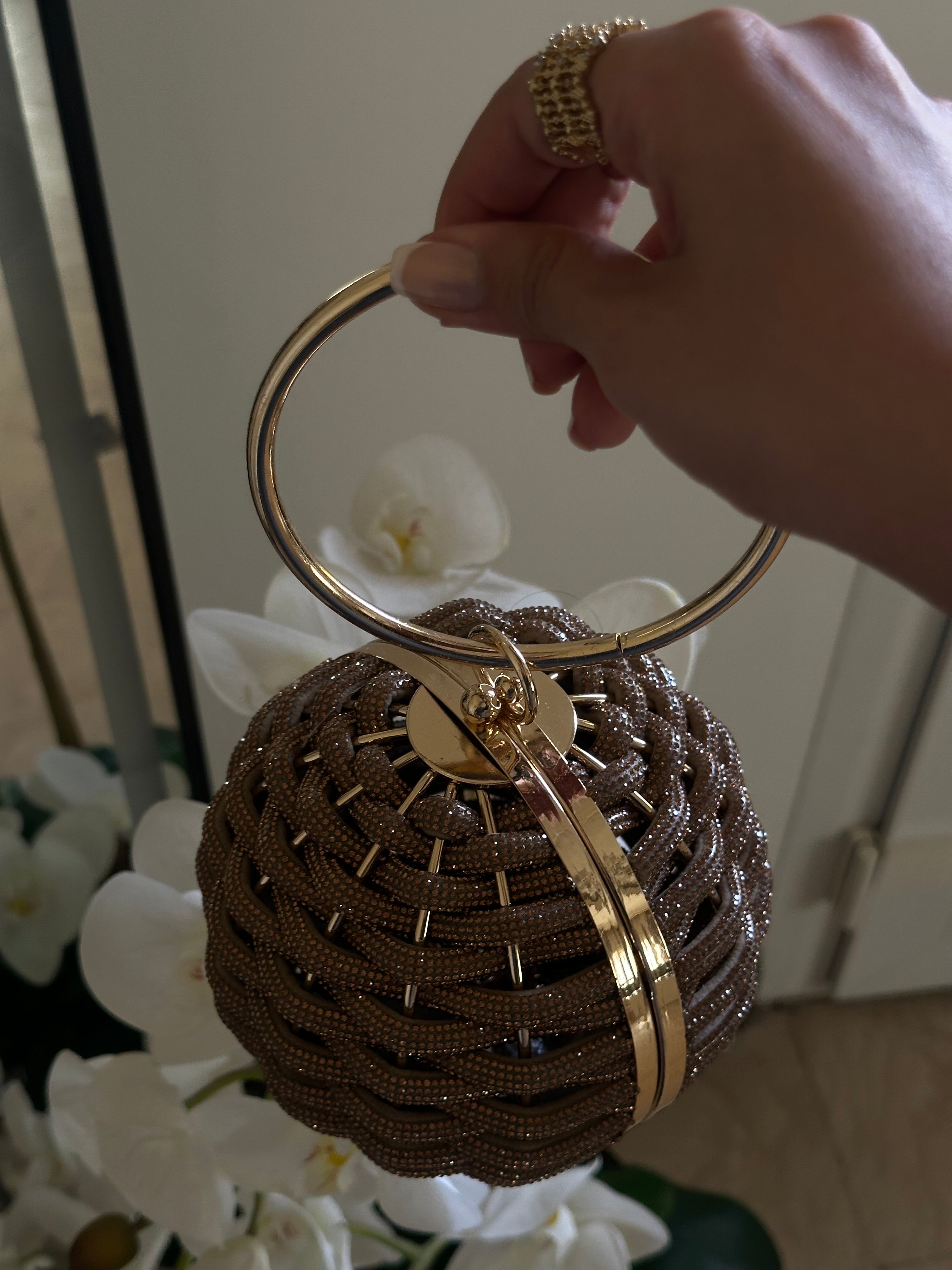 Trendy Round Bag Chain Detail - Luxury Evening Bag | Clear UAE
