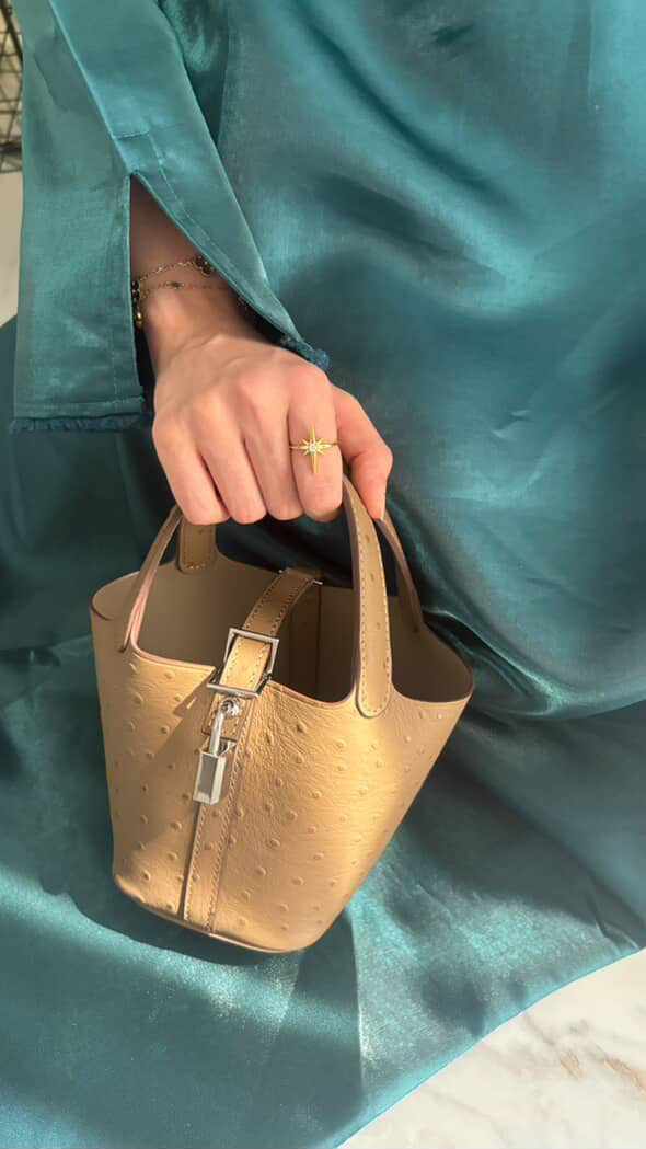 Picotin Ostrich Bag - Khaki