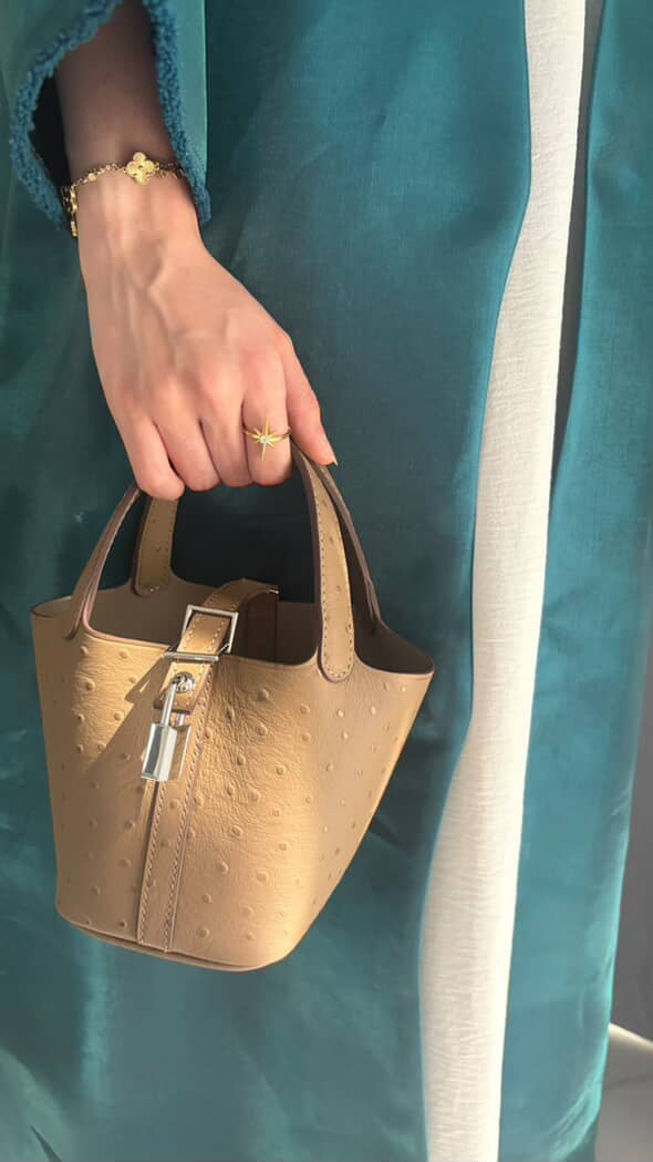 Picotin Ostrich Bag - Khaki