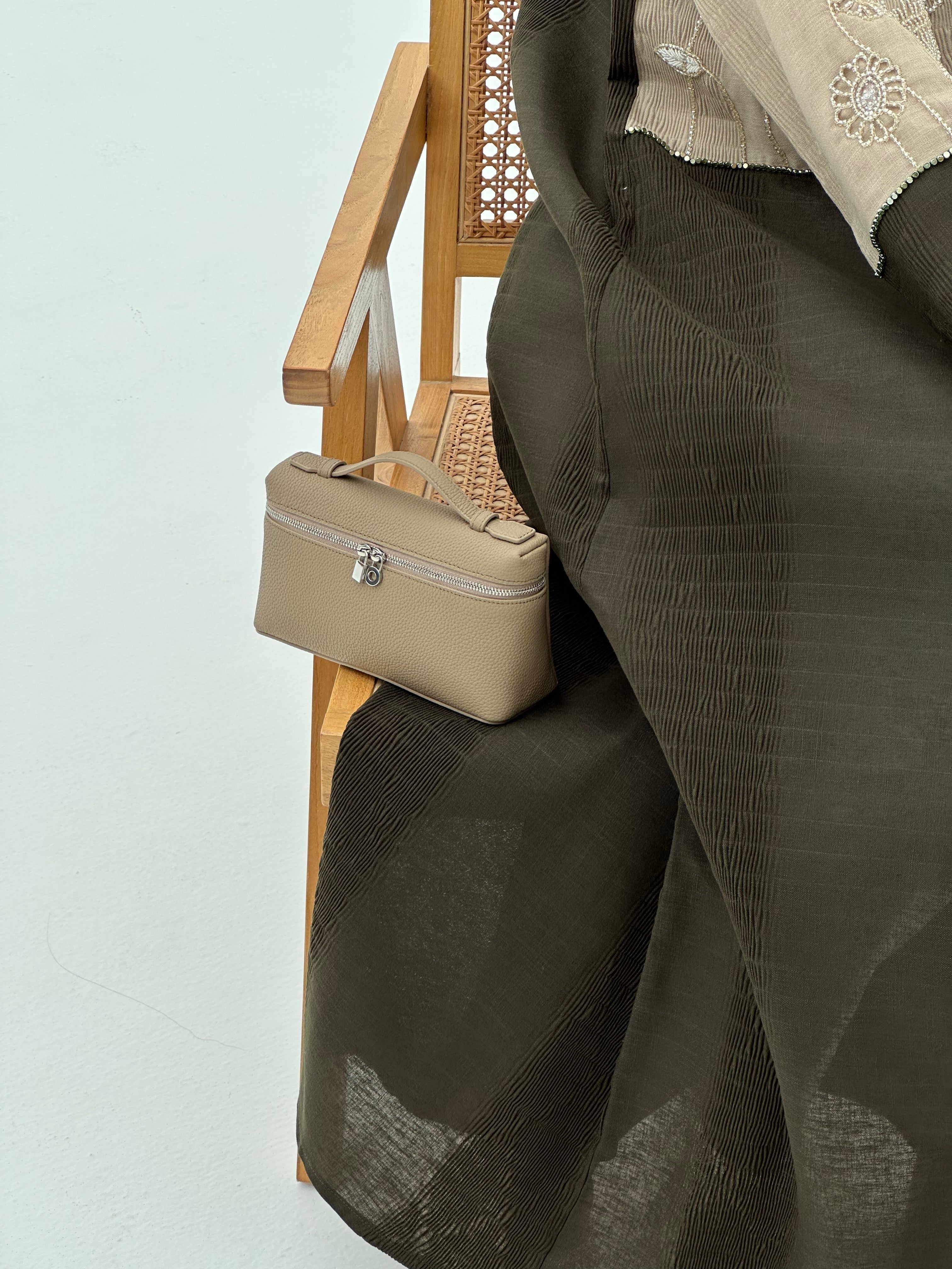 LP Bag Etoupe Detail View - Luxury Shoulder Bag | Clear UAE
