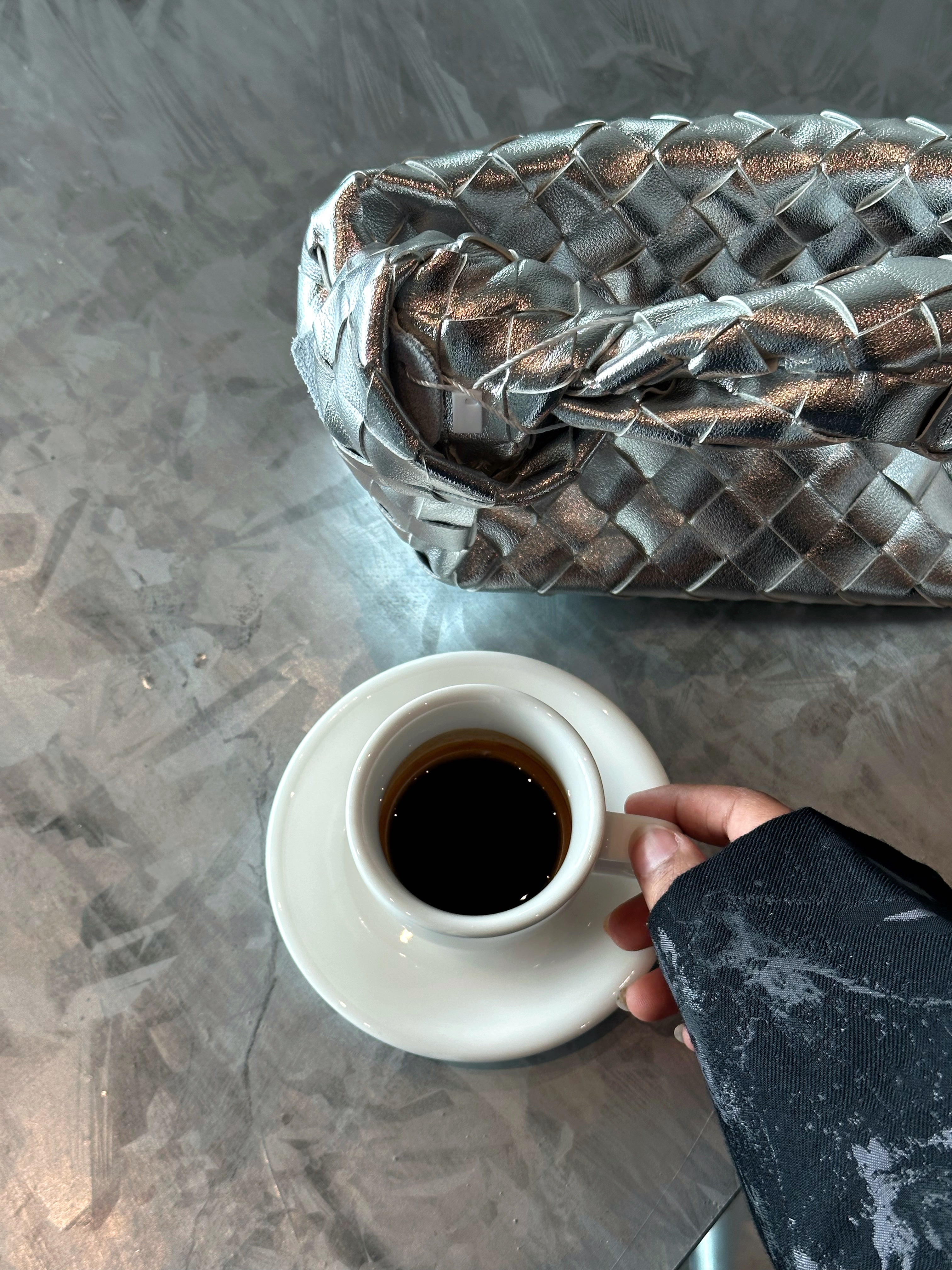 Teen Intrecciato Bag Silver Interior - Woven Bag | Clear UAE
