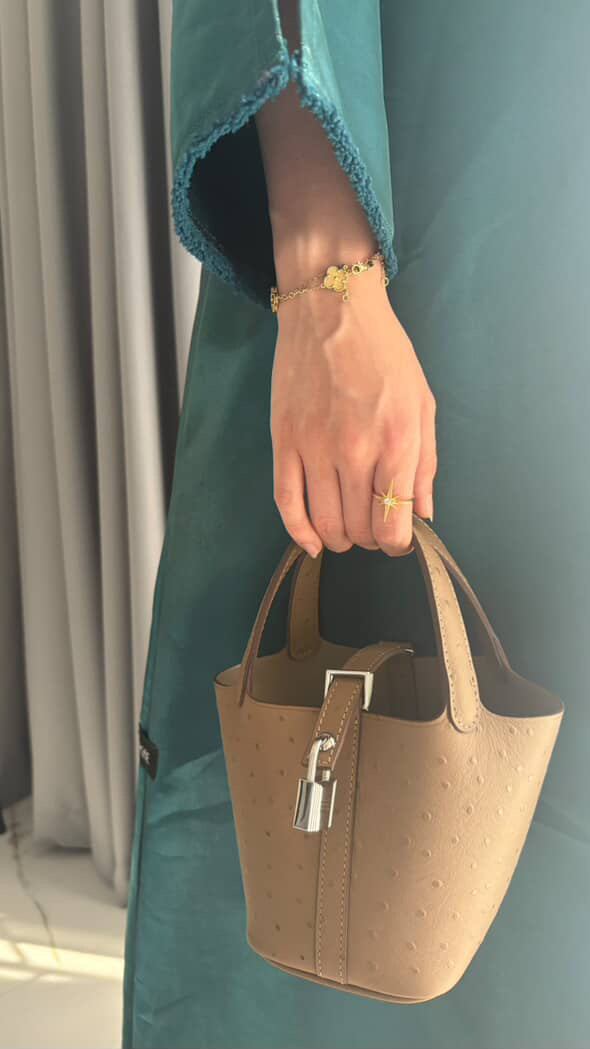 Picotin Ostrich Bag - Khaki