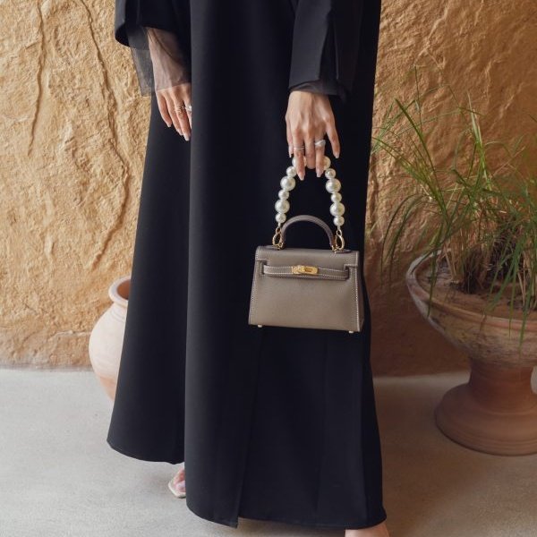 Khaki Hermès-inspired structured bag by Clear UAE
