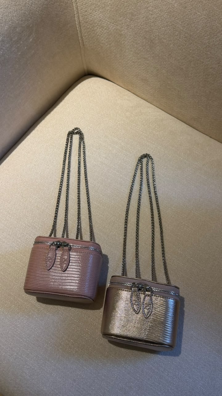 Mini Vanity Chain Bag Rose - top view showing zipper
