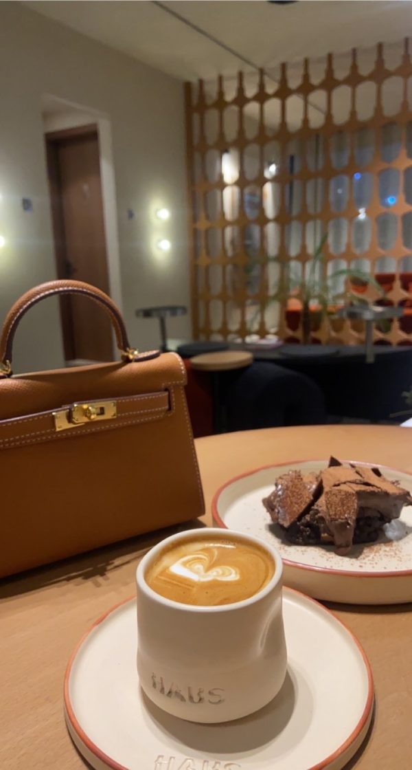 Brown Hermès Kelly-inspired structured bag front view by Clear UAE