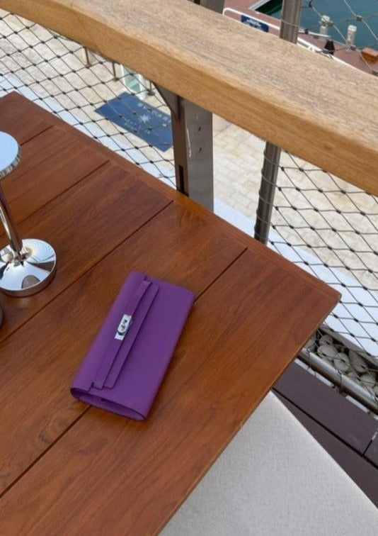Purple mini clutch bag front view by Clear UAE