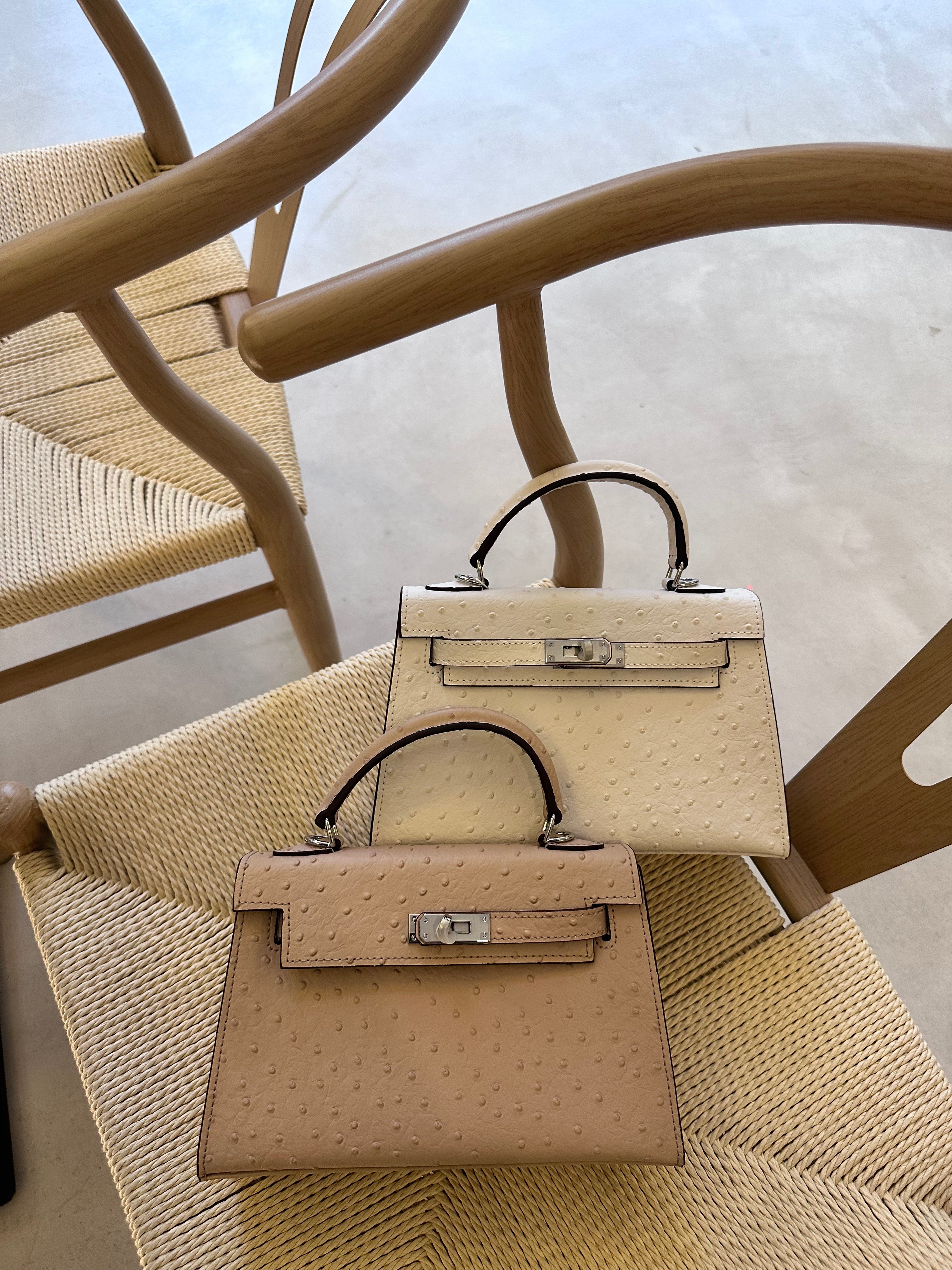 Ostrich Bag Peach - Exotic Leather Bag UAE | Clear UAE
