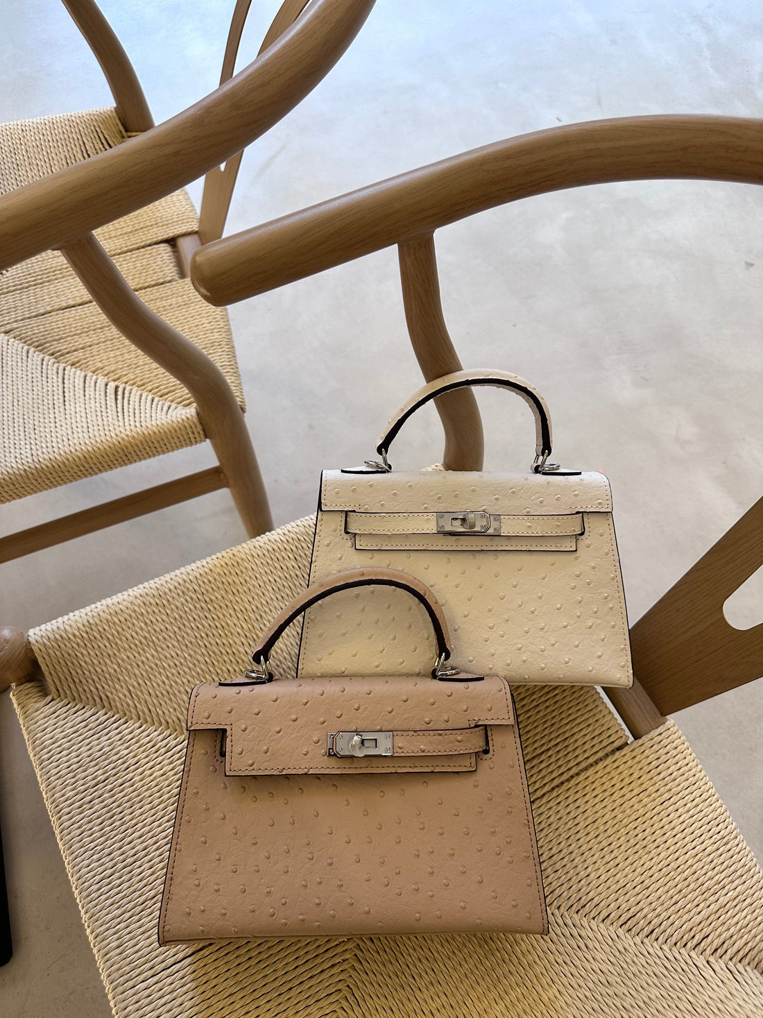 Ostrich Bag Peach - Exotic Leather Bag UAE | Clear UAE
